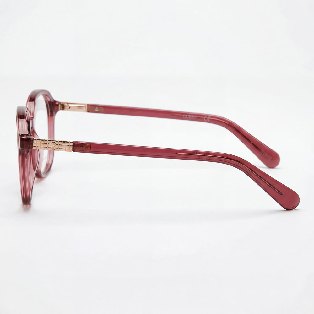 GUESS Gafas Unisex Casual de Plástico Burdeos de 53 mm con Cristales Transparentes Sin Protección UV