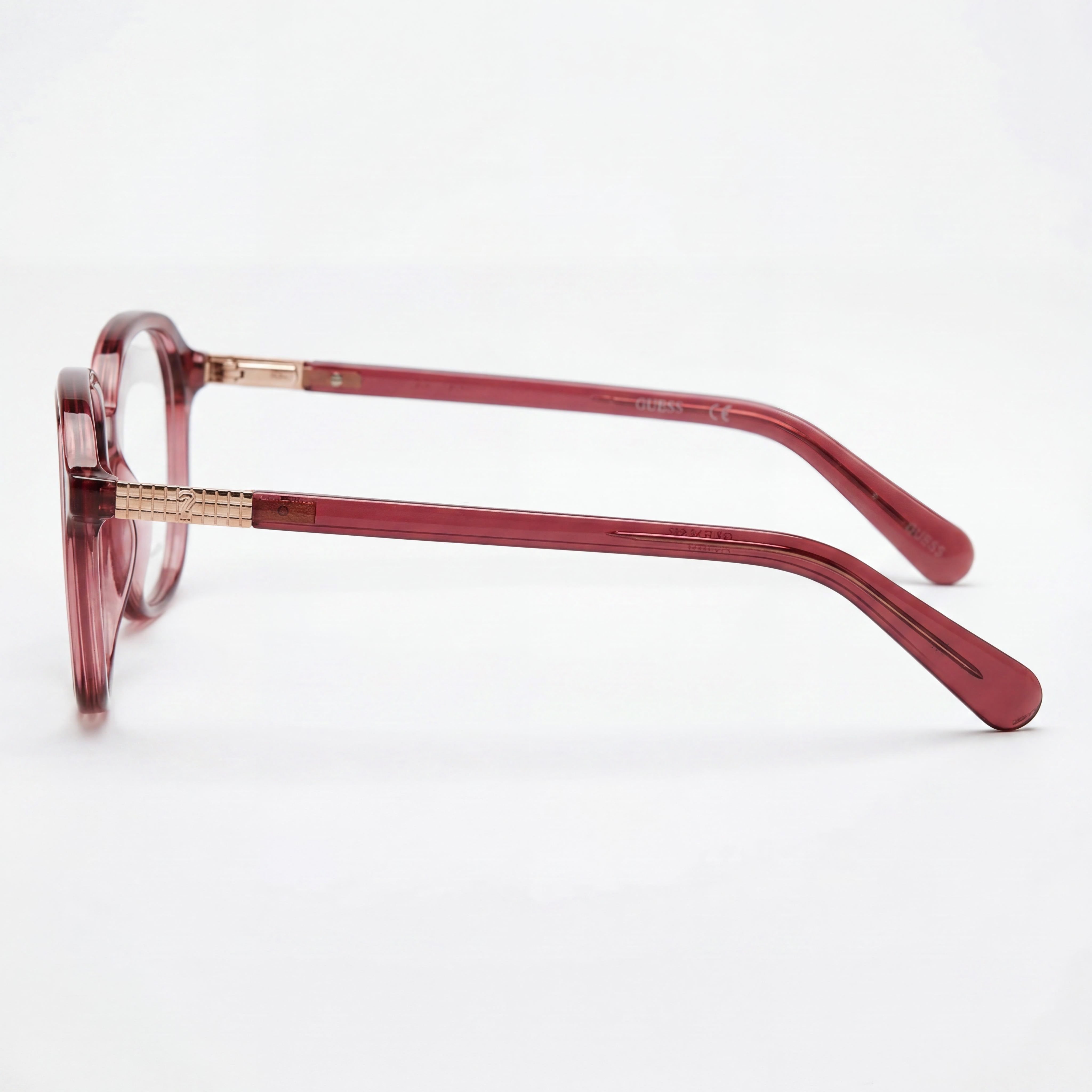 GUESS Gafas Unisex Casual de Plástico Burdeos de 53 mm con Cristales Transparentes Sin Protección UV, Photo 3