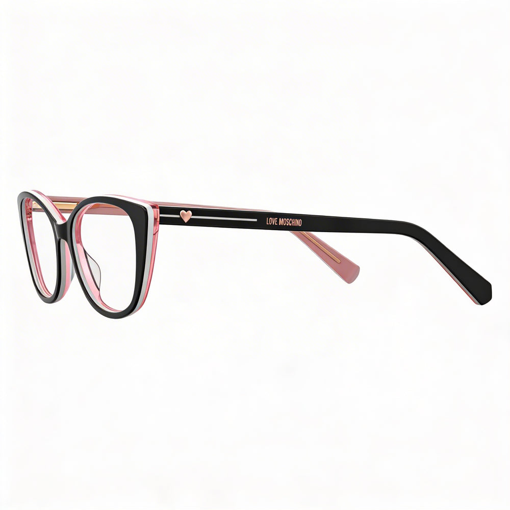 Love Moschino Trilayer Corazón Gafas Ópticas Armazón de Plástico Ojo de Gato Lente de Policarbonato Mujer Negro 51mm