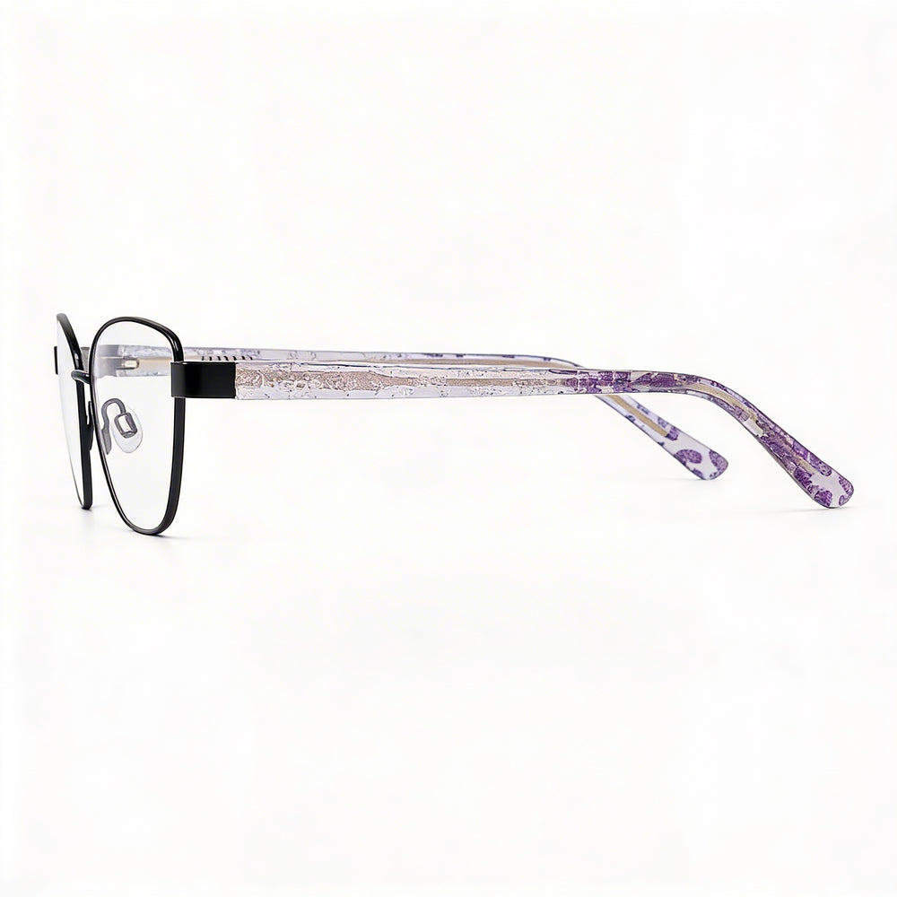 bebe Bb5209 Men's Metal Frame Eyewear, Jet Black, Featuring Clear Lenses, 54mm Lens Width