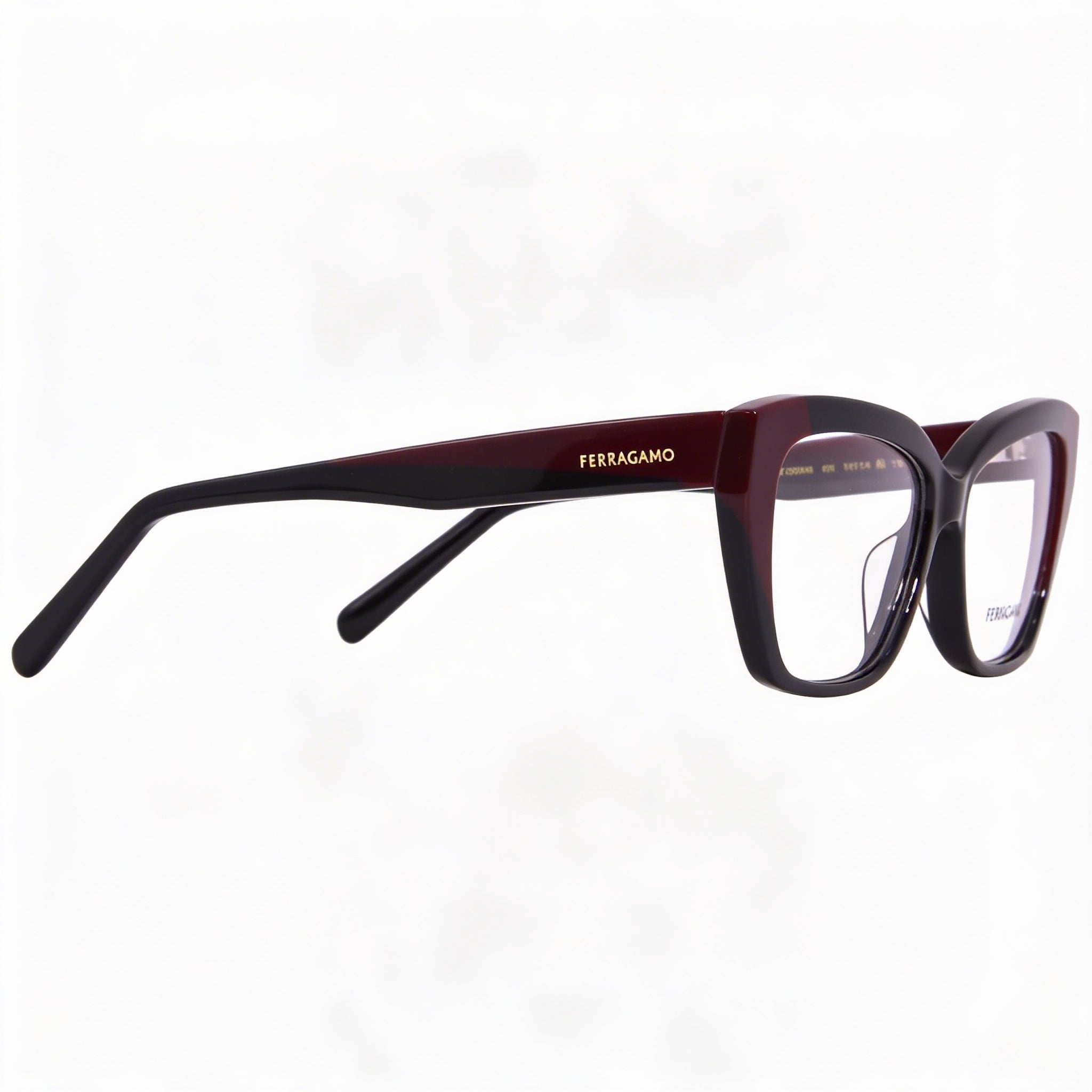 Ferragamo SF2938N Unisex Acetate Frame Optical Eyeglasses in Black/Burgundy Color, Size 53mm, Photo 3