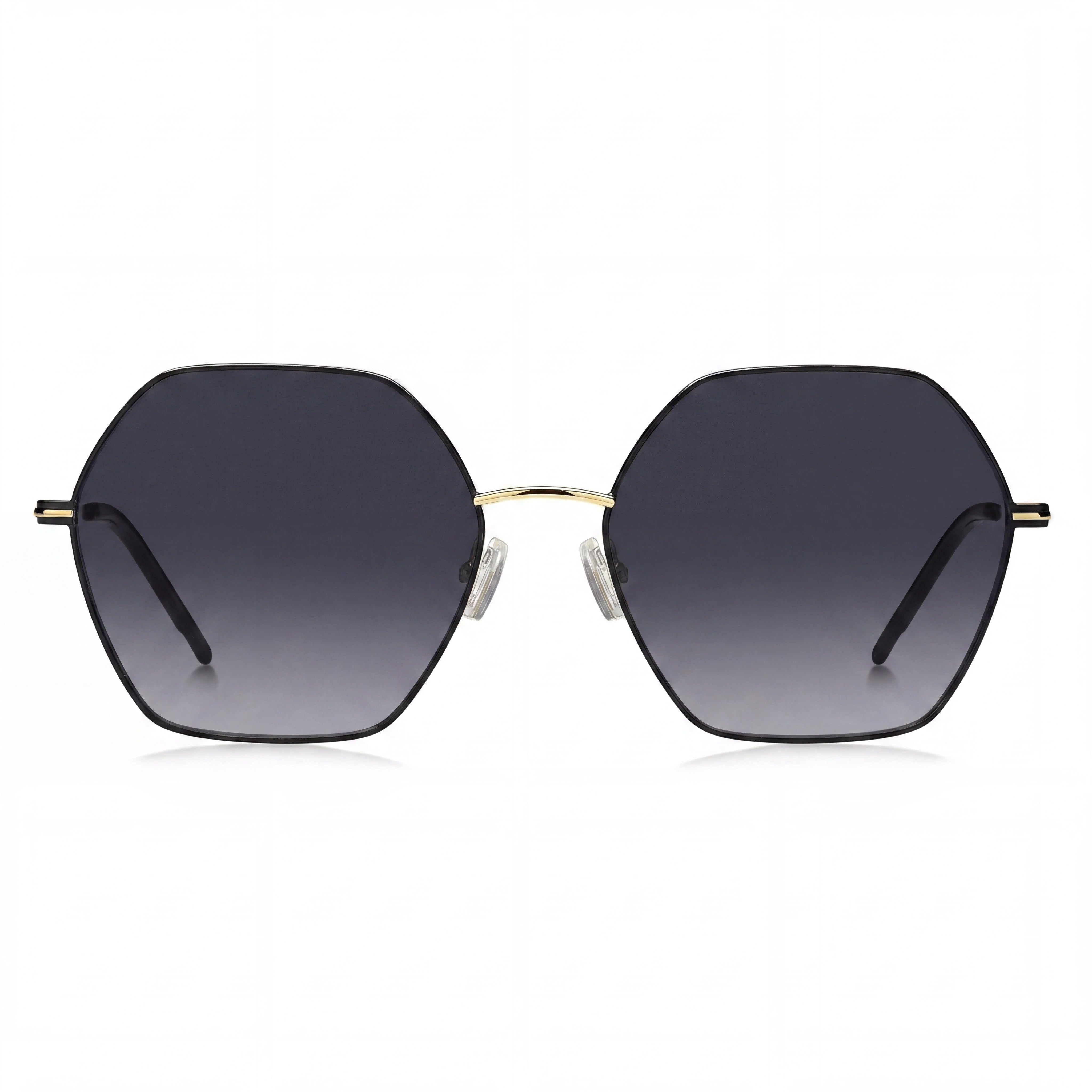Hugo Boss BOSS 1589/S Gafas de Sol Redondas para Mujer Ligeras y Minimalistas en Acero Inoxidable Negro Dorado Gris con Protección UV y Cristales Gris Oscuro Degradado 57-17-140, Photo 2