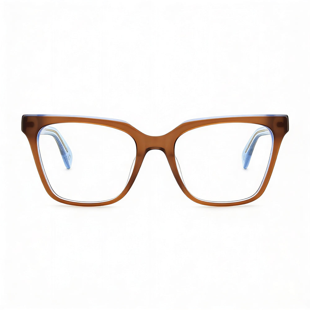 Gafas de sol modernas Rag & Bone con montura de acetato para mujer, graduadas, color marrón y azul, talla 53-18-140