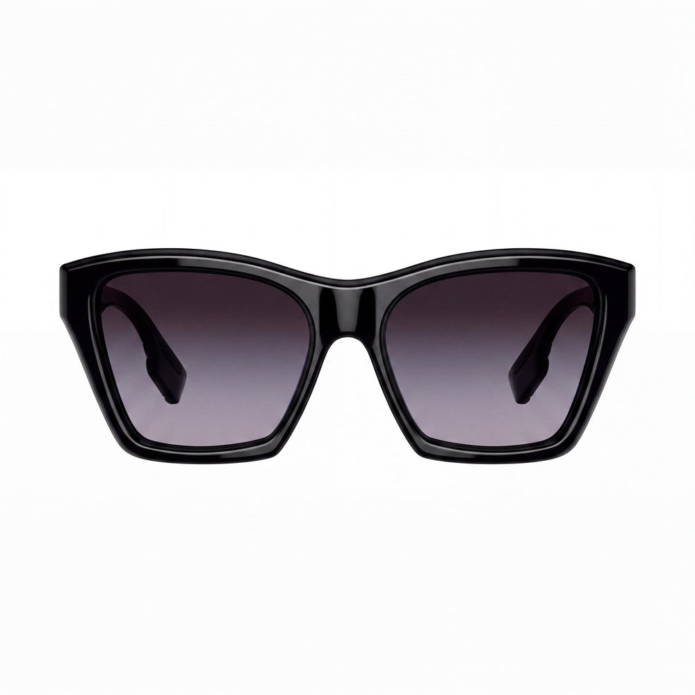BURBERRY Classic Women's Black Grey Gradient Plastic Frame Gray Lens UV Protection Sunglasses 54mm