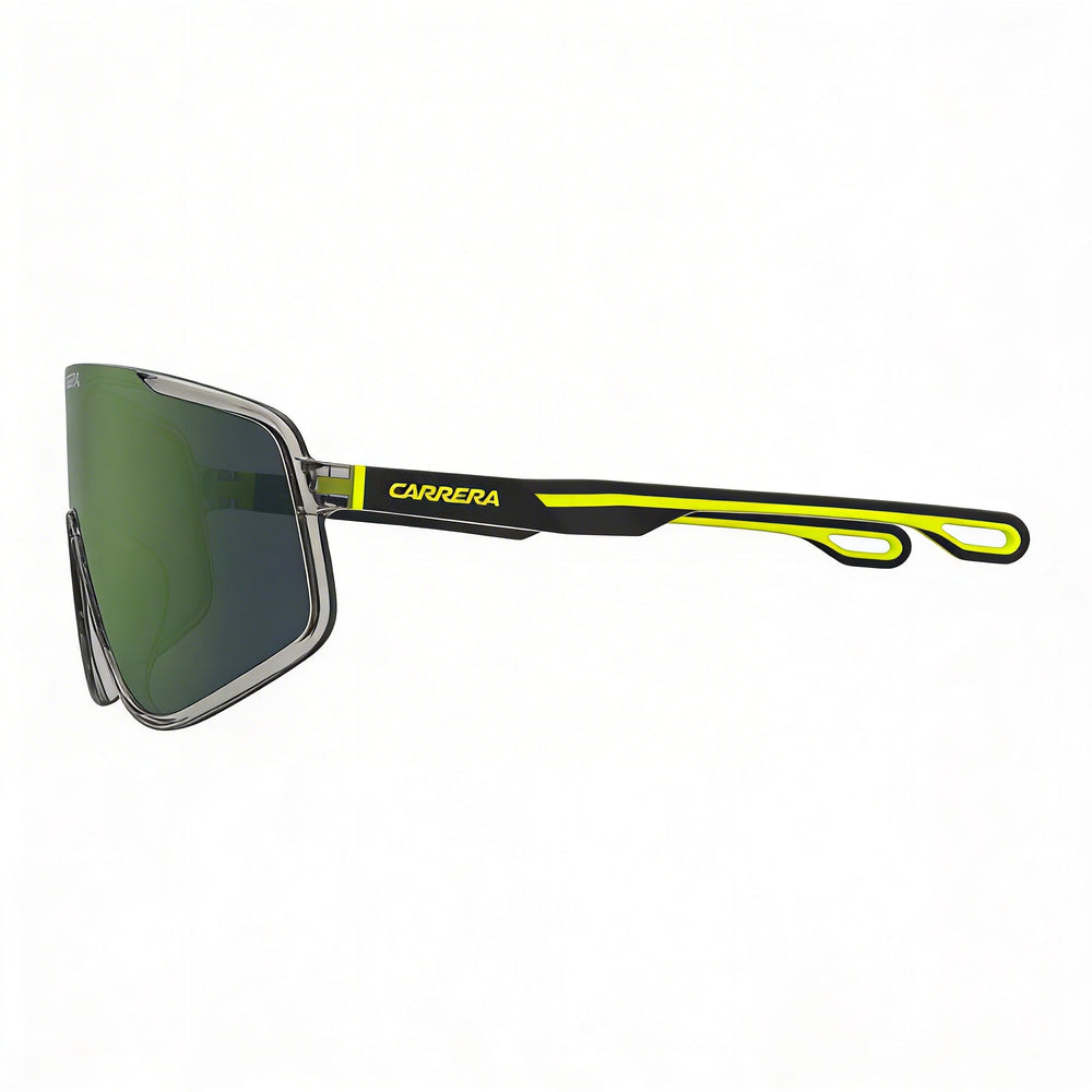 Carrera 4017/S Men's Modern Plastic Sunglasses, Grey Yellow Frame, Green Mirror Lenses 99mm