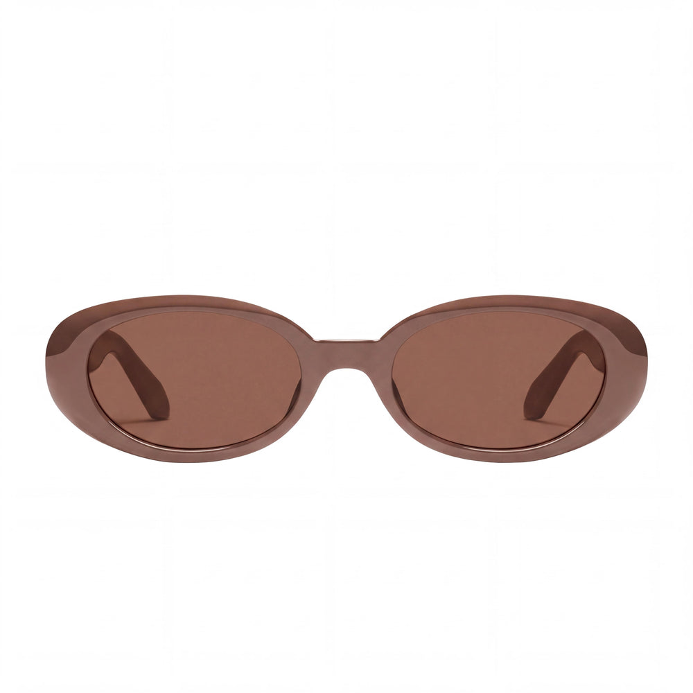 QUAY AUSTRALIA FELT CUTE Montura Redonda de Inyección Marrón Topo para Mujer, Lentes Marrones, Protección UV, No Polarizadas, 52mm