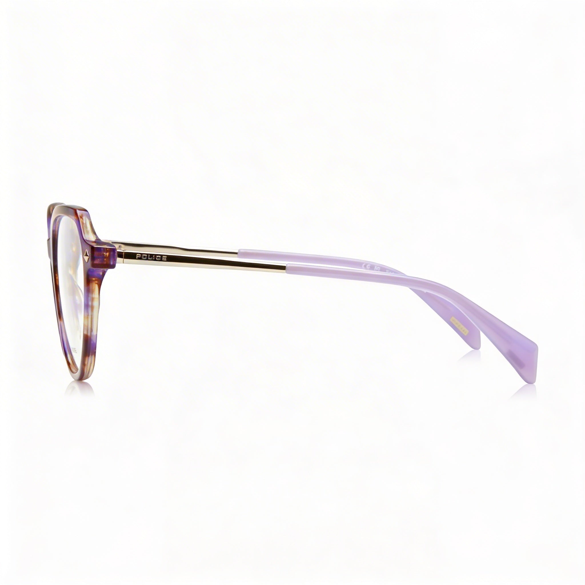 Police Casual Men's Brown Purple Striped Acetate Eyeglass Frames with 52mm Lens, 18mm Bridge, 140mm Temple, Photo 3