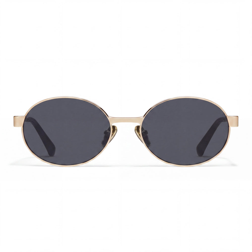 QUAY AUSTRALIA High Profile Women's Gold Smoke Metal Frame Polycarbonate Lens Non-Polarized UV Protection Sunglasses 141mm