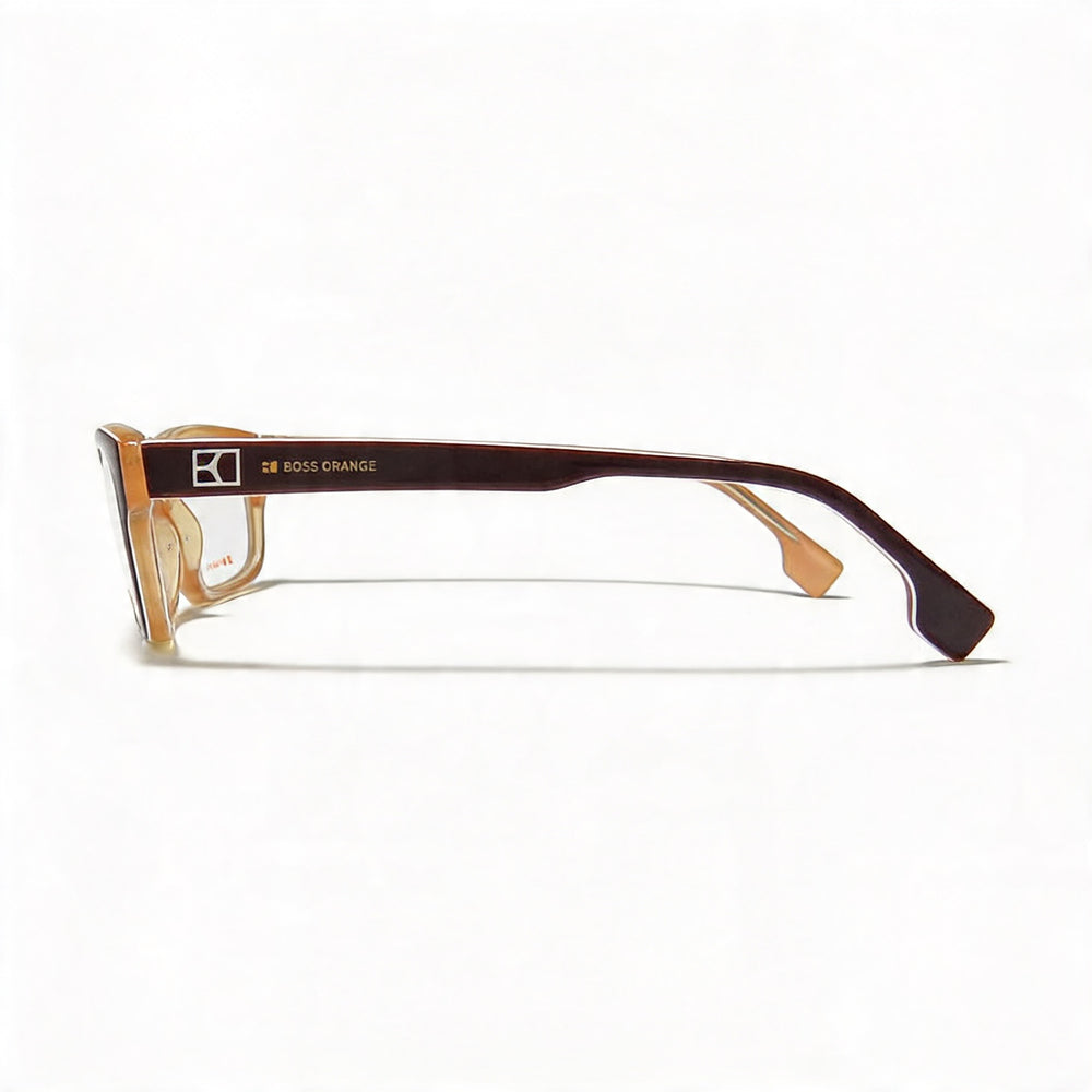 Hugo Boss Modern Unisex Plastic Frame Eyeglasses, Brown Ivory, Clear Lenses, 52mm Lens Width
