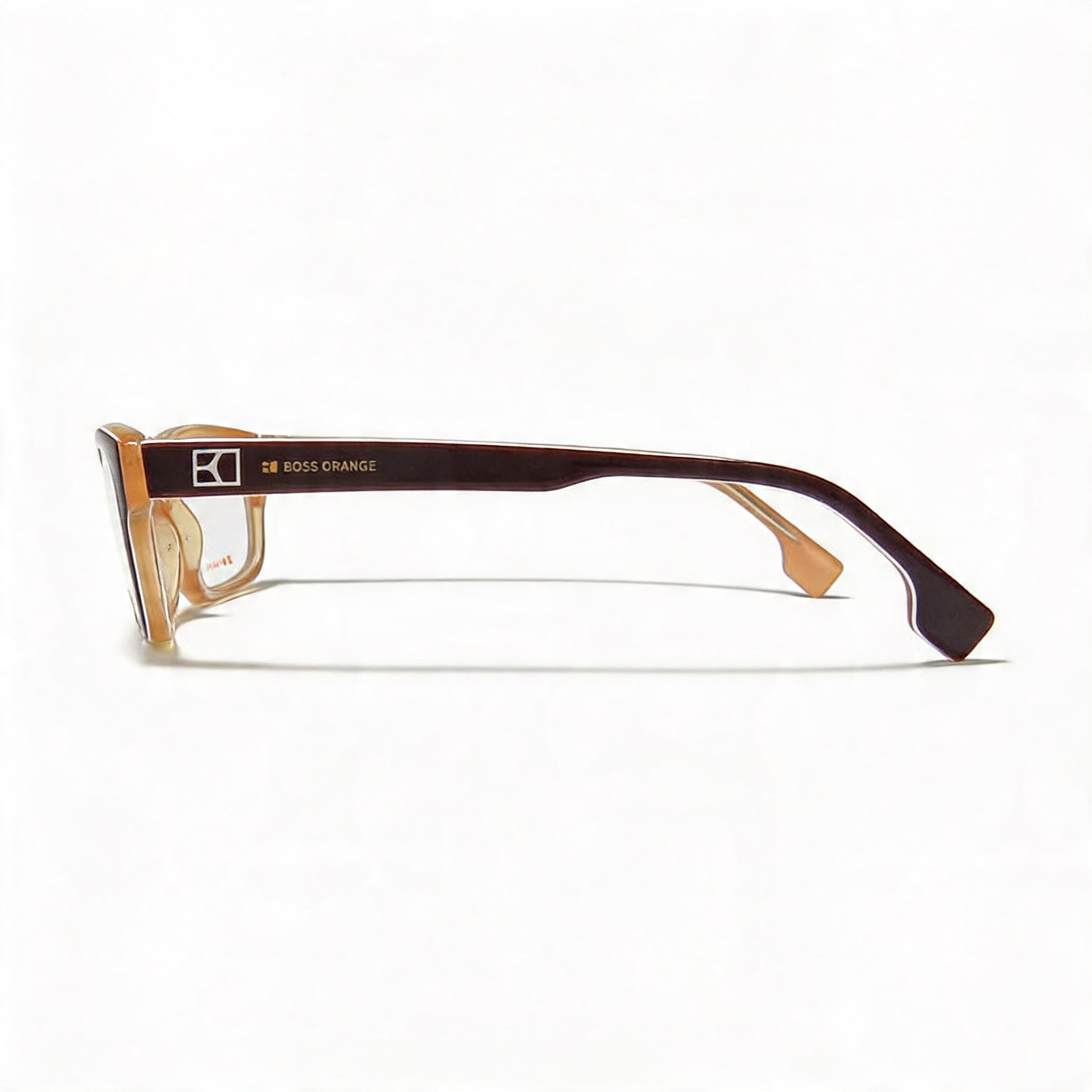 Hugo Boss Modern Unisex Plastic Frame Eyeglasses, Brown Ivory, Clear Lenses, 52mm Lens Width, Photo 2