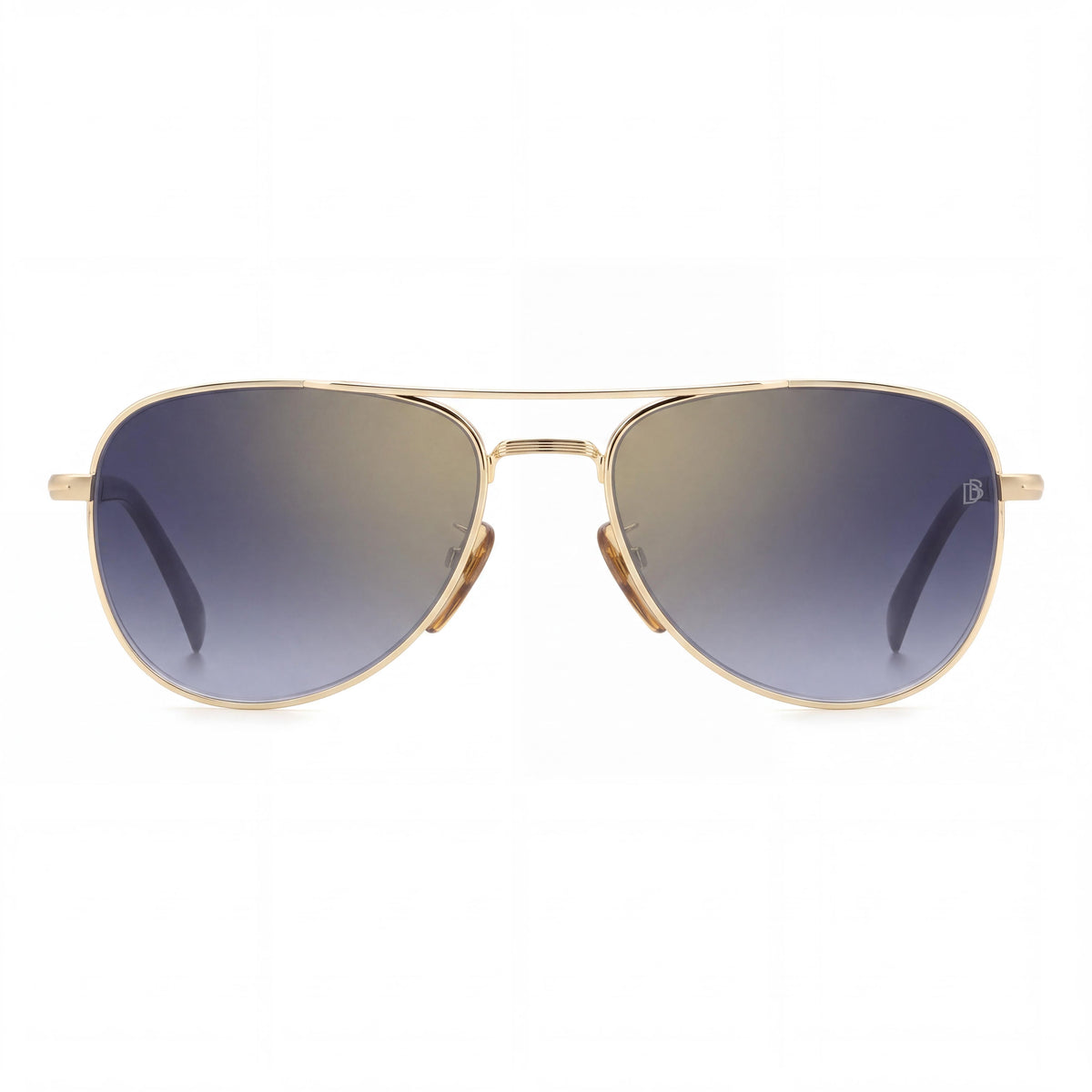 Beckham Classic Women's Metal Gold Black Frame Blue Shaded Gold Mirror Non-Polarized Nylon Lens Sunglasses 18mm, Photo 2