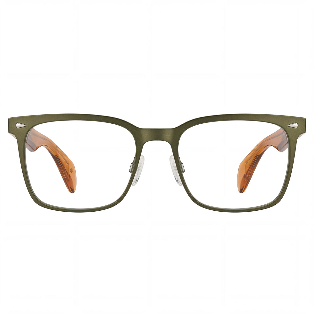 Armazones de metal para gafas de receta Rag & Bone Rnb 7002 para hombres, color café oliva oscuro, con lentes de 54 mm, puente de 19 mm, patillas de 145 mm
