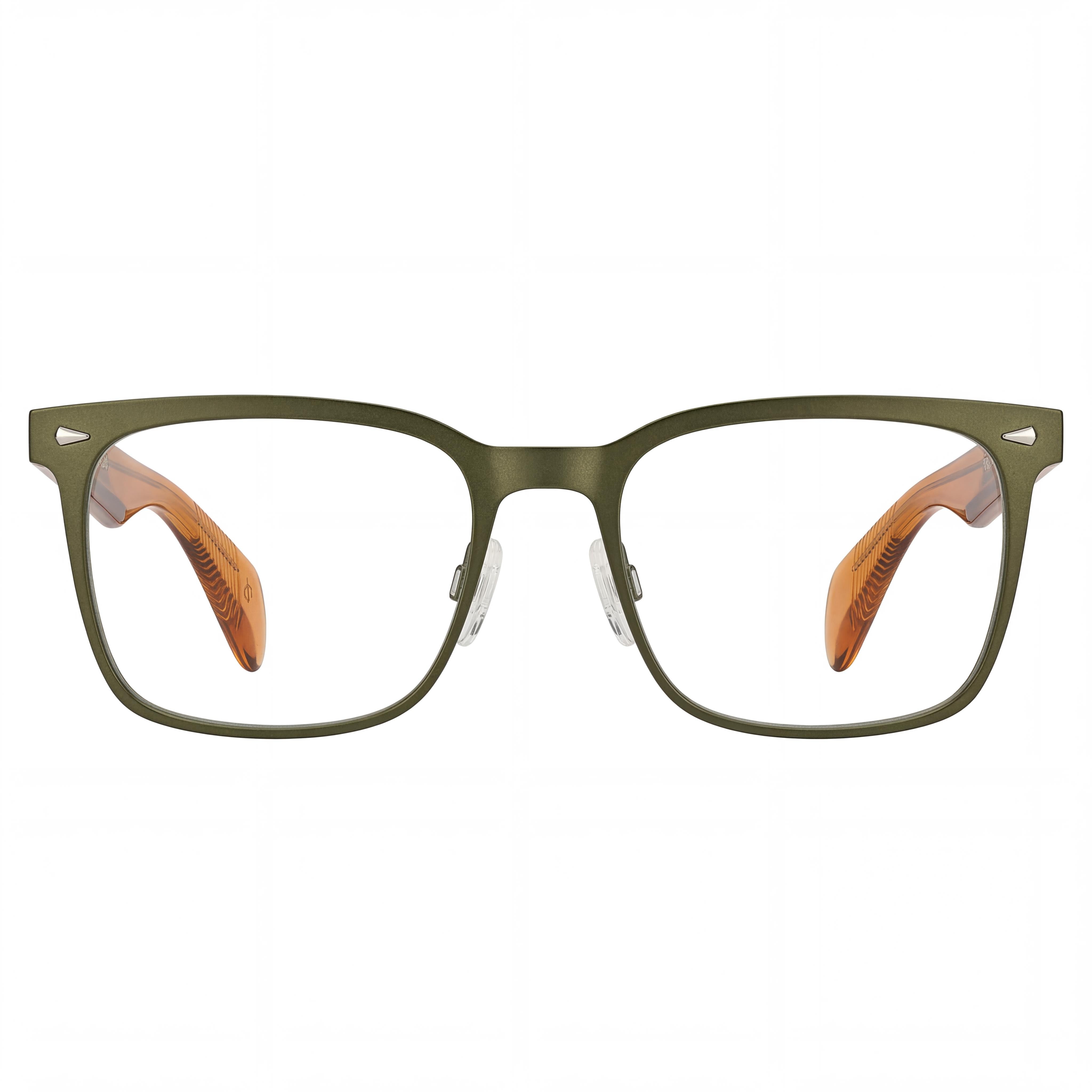Armazones de metal para gafas de receta Rag & Bone Rnb 7002 para hombres, color café oliva oscuro, con lentes de 54 mm, puente de 19 mm, patillas de 145 mm, Photo 2
