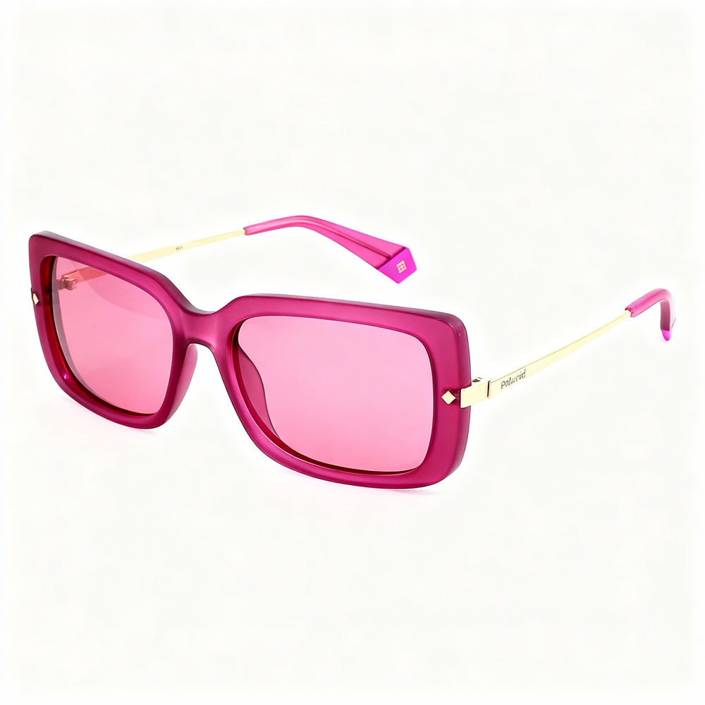 Polaroid Sunglasses Pld 4075/S Women's Square Non-Polarized, Cyclamen Pink Plastic Frame, Gray Lens, 56-18-145mm