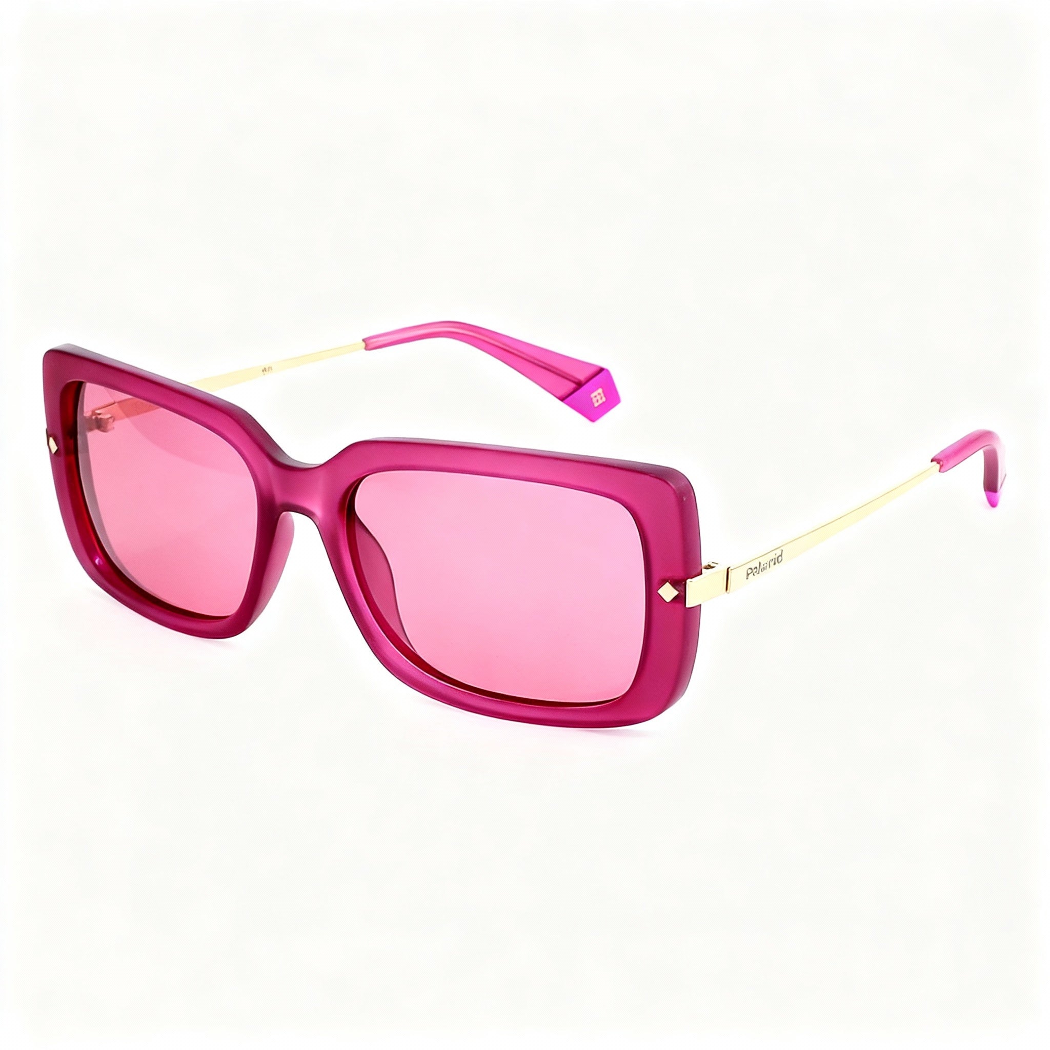 Polaroid Sunglasses Pld 4075/S Women's Square Non-Polarized, Cyclamen Pink Plastic Frame, Gray Lens, 56-18-145mm, Photo 3