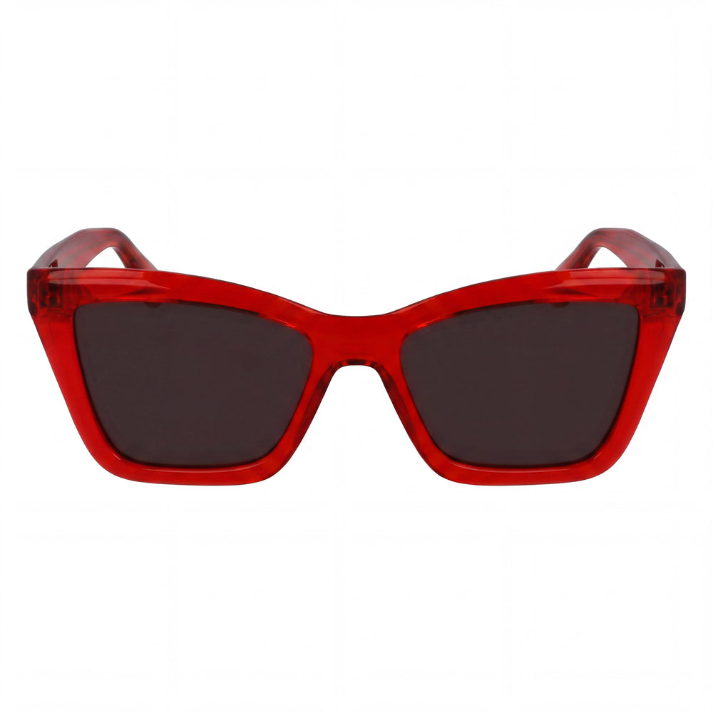 Gafas Ferragamo Sf2039se para mujer con montura de acetato rojo transparente y lentes grises sólidas de 53 mm