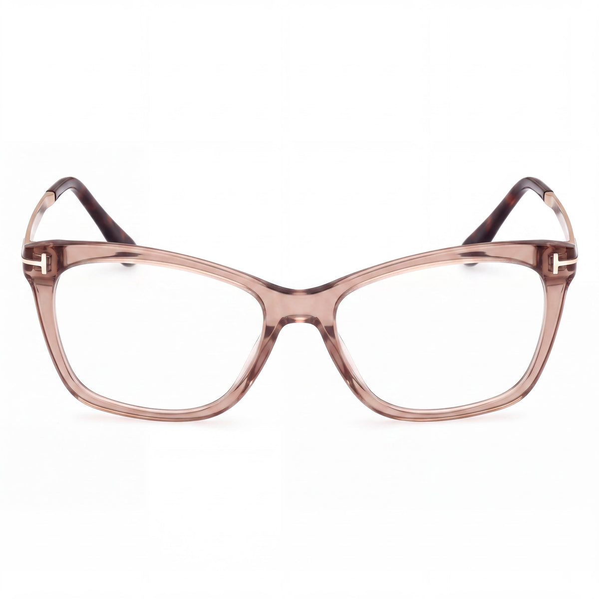Gafas de plástico Tom Ford Ft5353 para hombre, color champán transparente brillante, dorado pálido mate, 54 mm, Photo 2