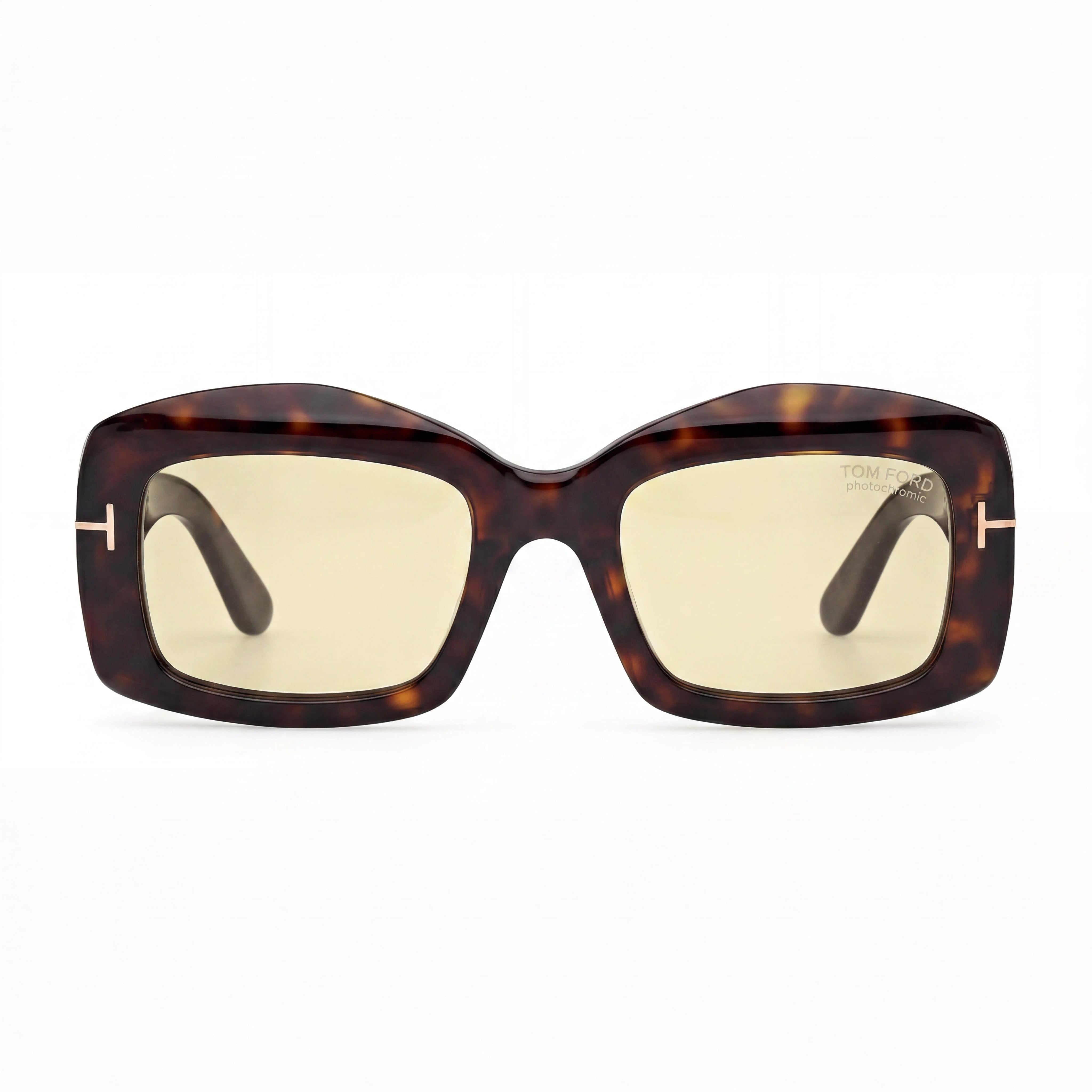 Tom Ford Modern Men's Eyewear with Dark Havana Frame and Brown Plastic Lenses, Lens Width 53, Bridge 21, Temple 140, Photo 2