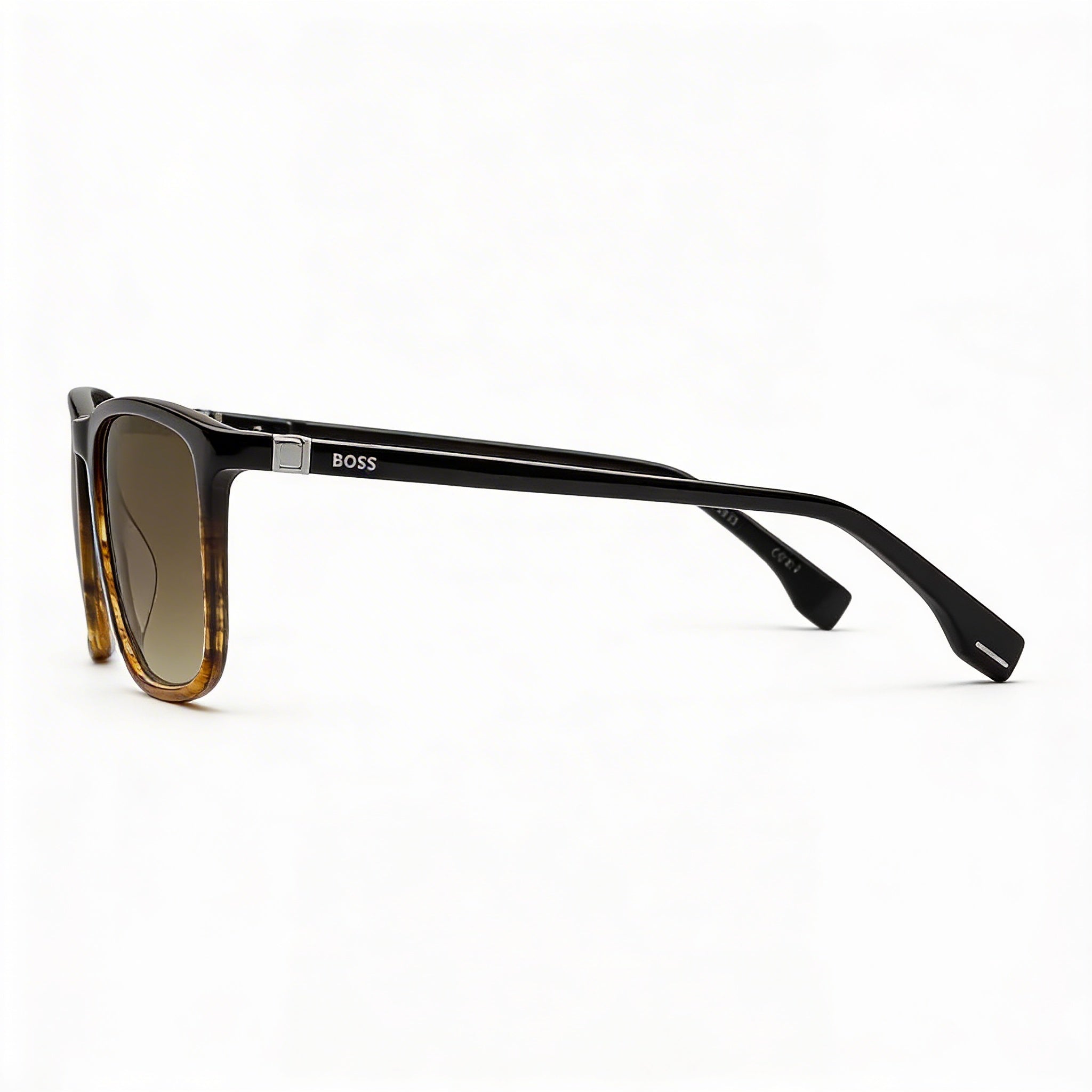 Hugo Boss INTERNATIONAL Men's Brown Horn Acetate Sunglasses with Polycarbonate Lenses, UV Protection 56/17/145, Photo 3