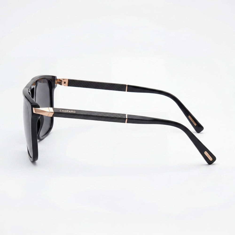 Gafas de sol Chopard Sch311 para hombre, marco de acetato-metal negro brillante, protección UV, 59 mm