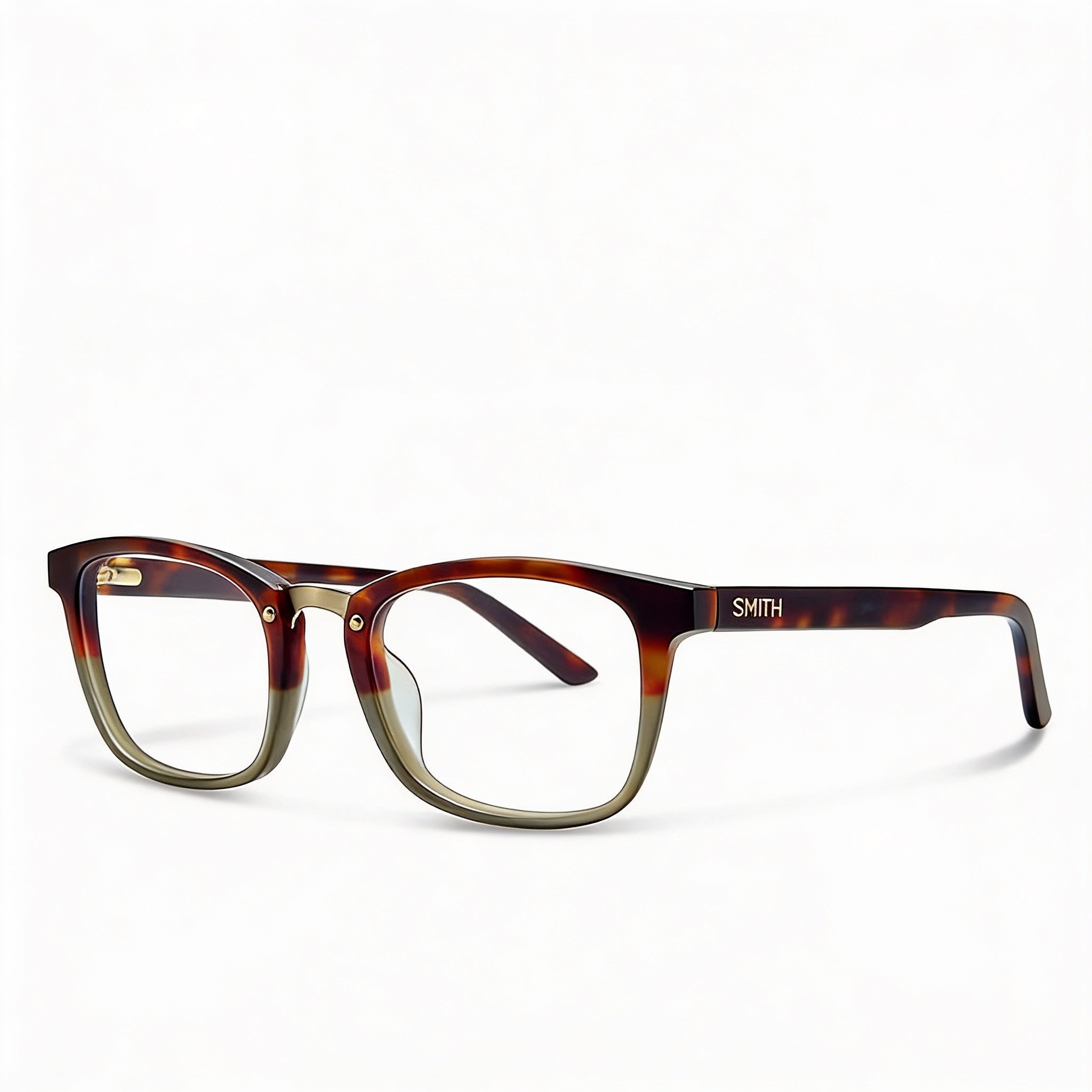 SMITH Modern Unisex Eyeglasses Featuring a Tortoise Colored Frame Constructed from Acetate Material with Clear Demo Lenses, Photo 1