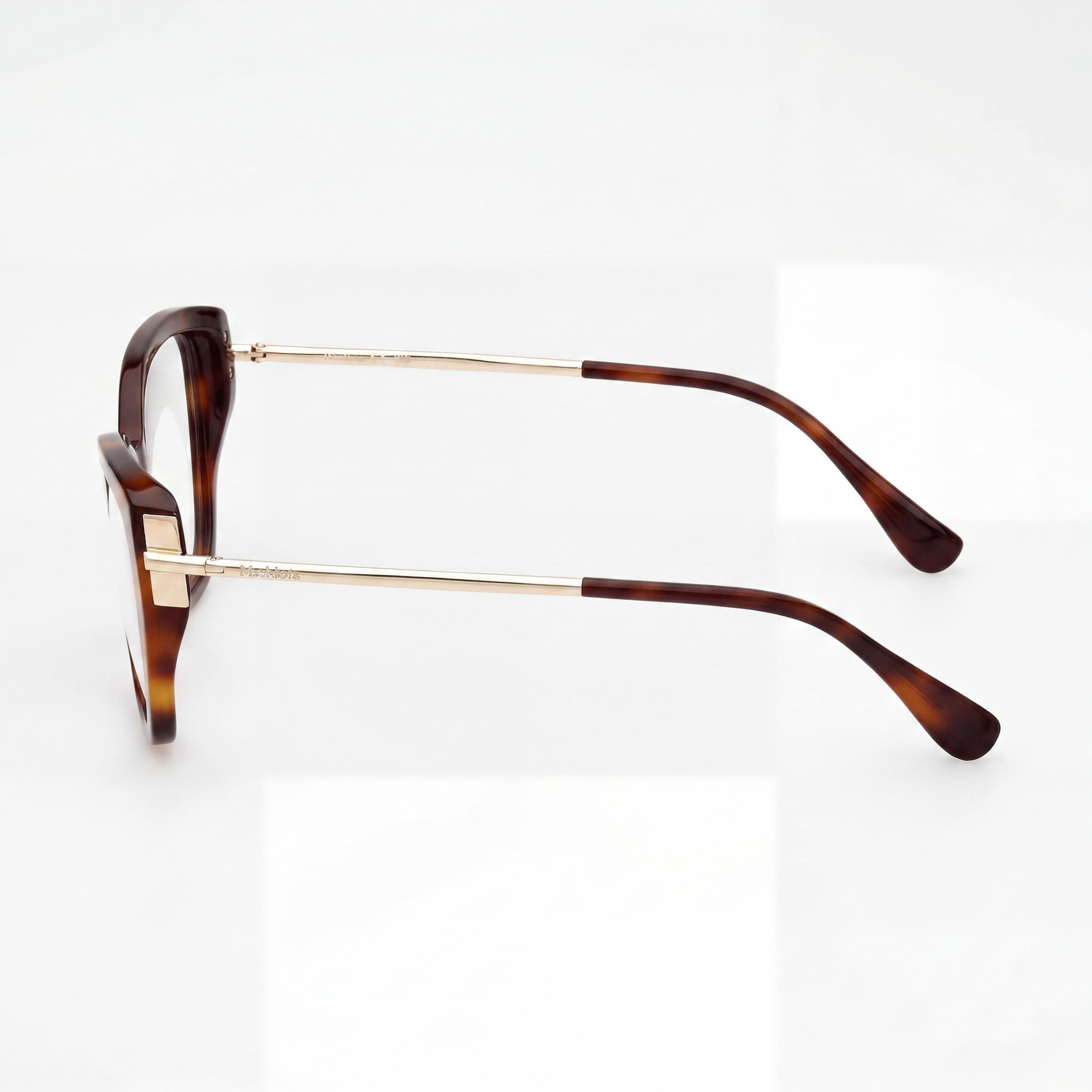 MaxMara Mm5117 Gafas de Sol de Plástico para Mujer Havana Oscuro Montura Oro Pálido Brillante Lentes Havana Oscuro 55mm, Photo 2