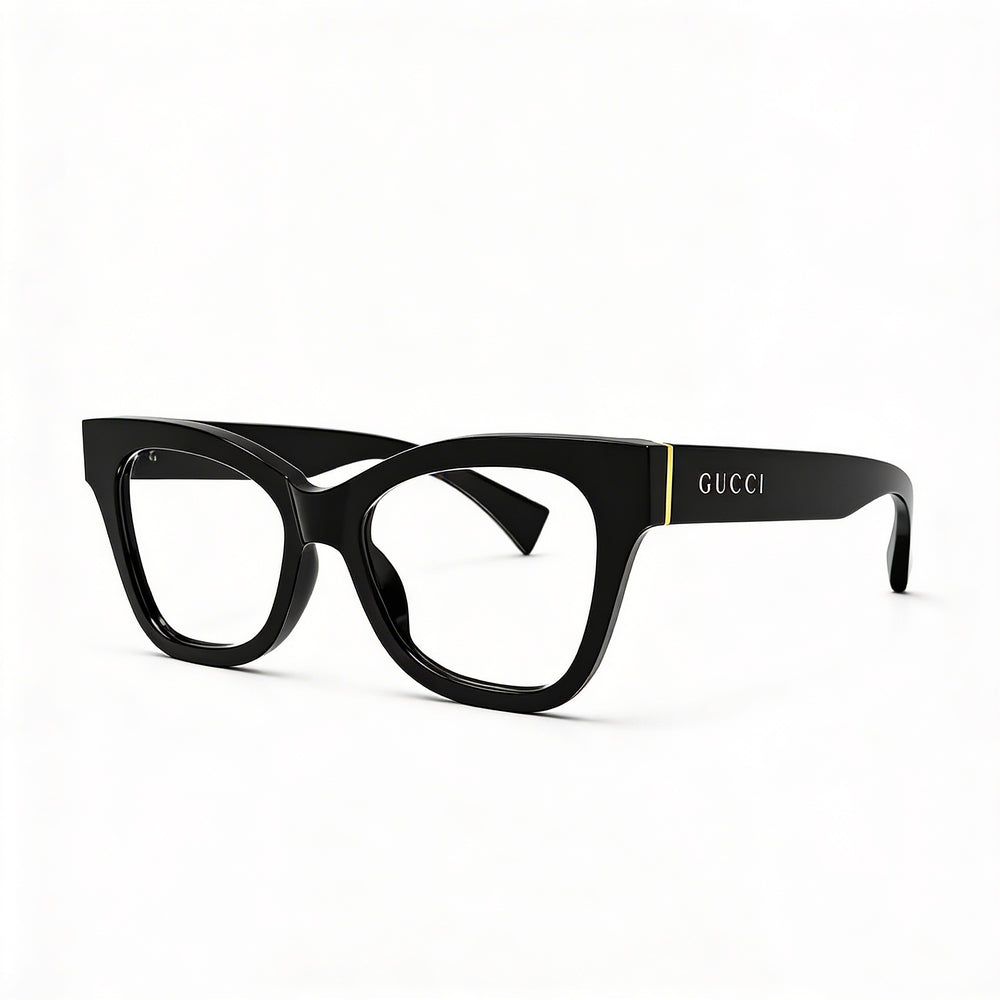 Gucci GG1133O-001 Women's Black/Silver Plastic Full Rim Cat Eye Prescription Eyeglass Frames 52mm