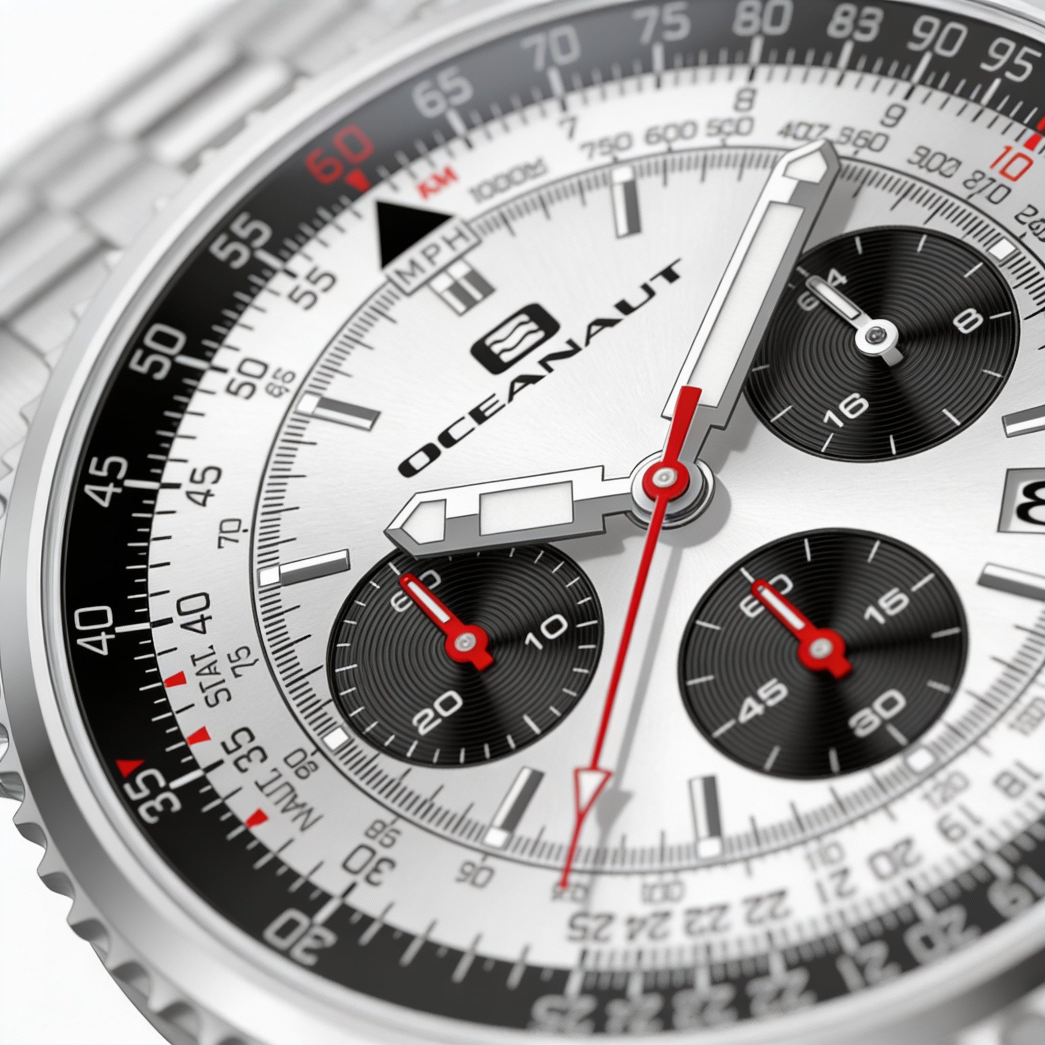 Reloj cronógrafo Oceanaut para hombre, esfera plateada, caja y pulsera de acero inoxidable, movimiento de cuarzo., Photo 2