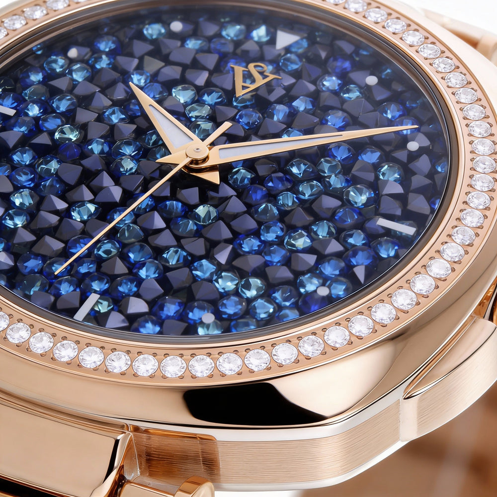 Reloj Christian Van Sant para mujer, con pulsera, esfera azul, acero inoxidable, movimiento de cuarzo, resistente al agua