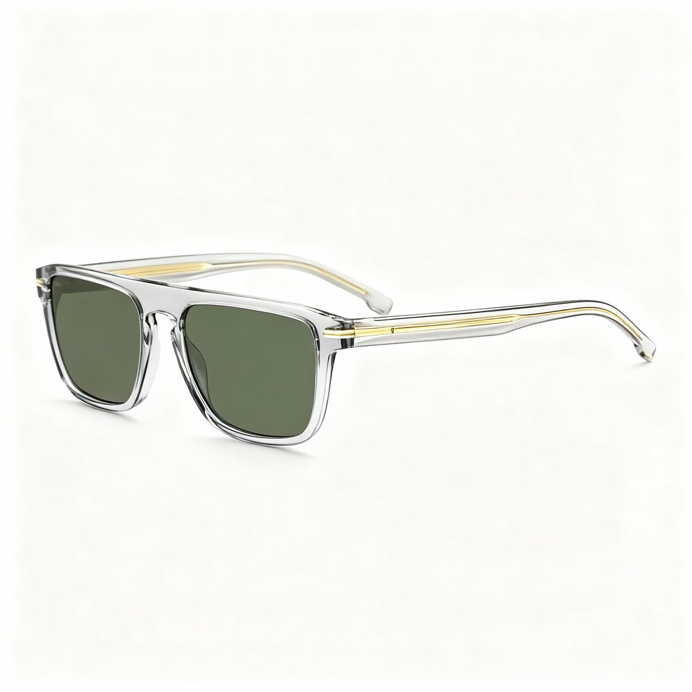 Hugo Boss BOSS 1599/S Women's Contemporary Grey Green Frame, Grey Lens, Eco Acetate Rectangular Non-Polarized Sunglasses 56mm