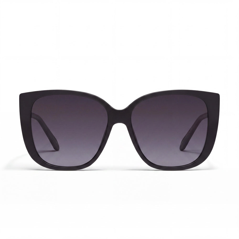 QUAY AUSTRALIA Gafas de sol polarizadas de ojo de gato grandes para mujer Ever After negro mate