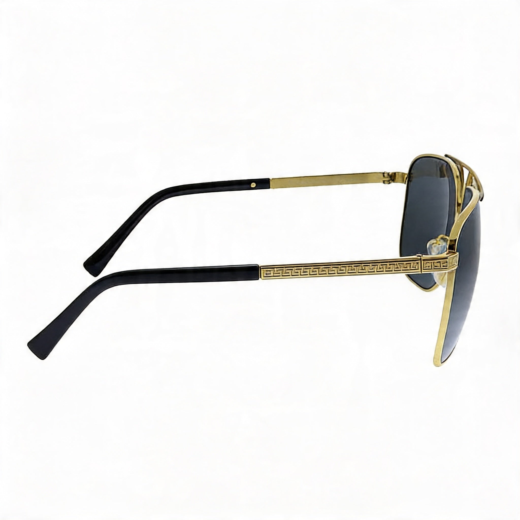 Versace Gold Matte Black Rectangle Unisex Acetate Frame Sunglasses with Grey Polycarbonate UV Protected Lenses 61mm, Photo 3