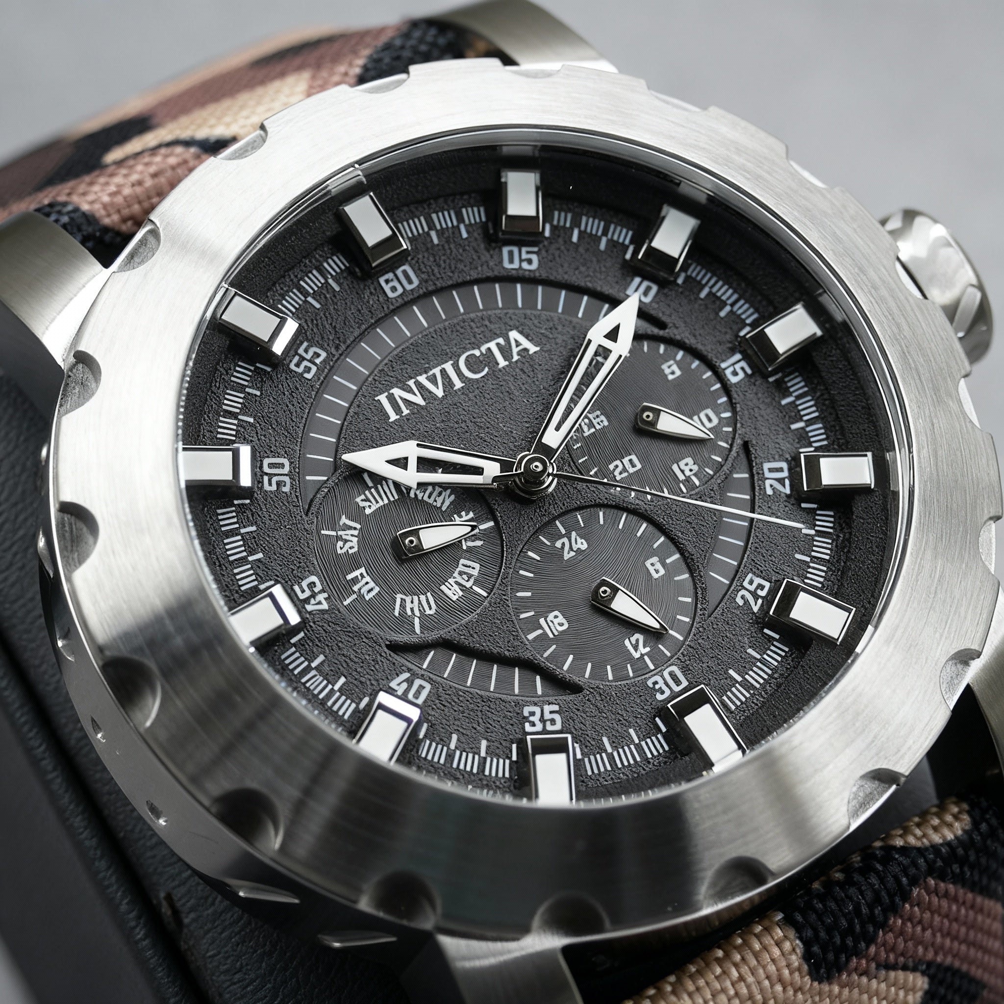 Invicta I-Force 47582 Unisex Silver Stainless Steel Chronograph Watch with Black Dial 46mm