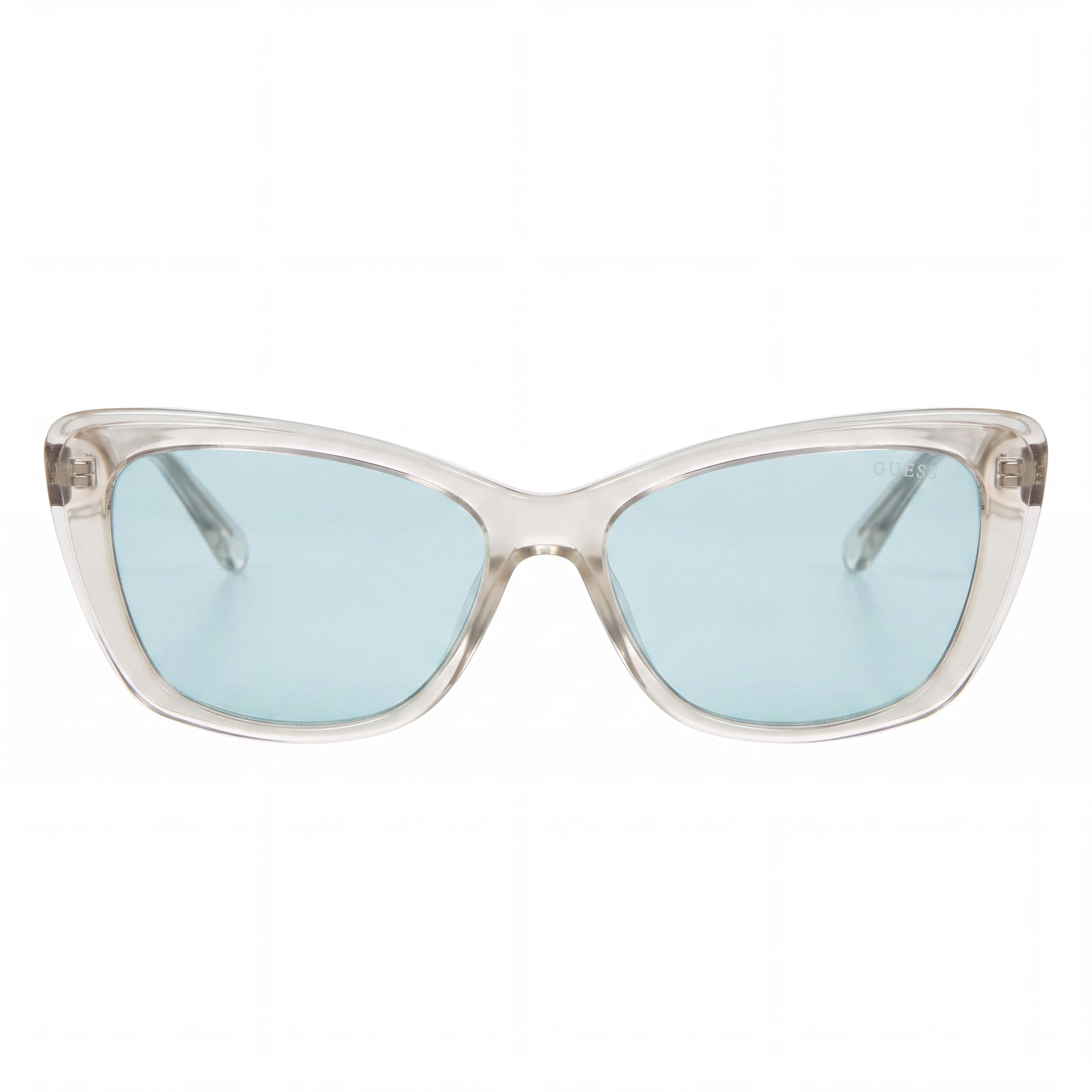 GUESS Women's Classic Plastic Sunglasses, Crystal Blue Frame, Blue Lenses, 100% UV Protected, 55-16-140mm, Photo 2