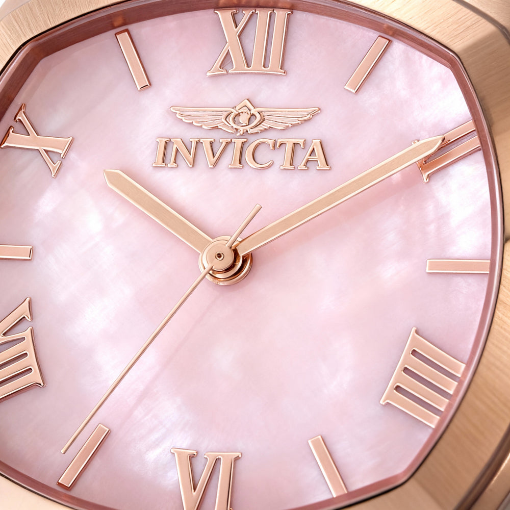 Reloj Invicta Wildflower 48240 unisex de cuarzo, acero inoxidable, oro rosa, esfera rosa, 32 mm