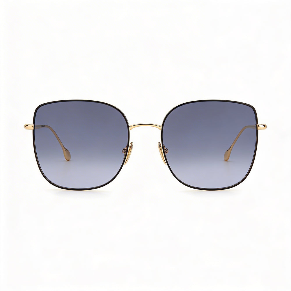 Gafas de sol clásicas Isabel Marant para mujer, montura completa, cuadradas, de acero inoxidable, color negro y dorado, de policarbonato, no polarizadas, de 58 mm