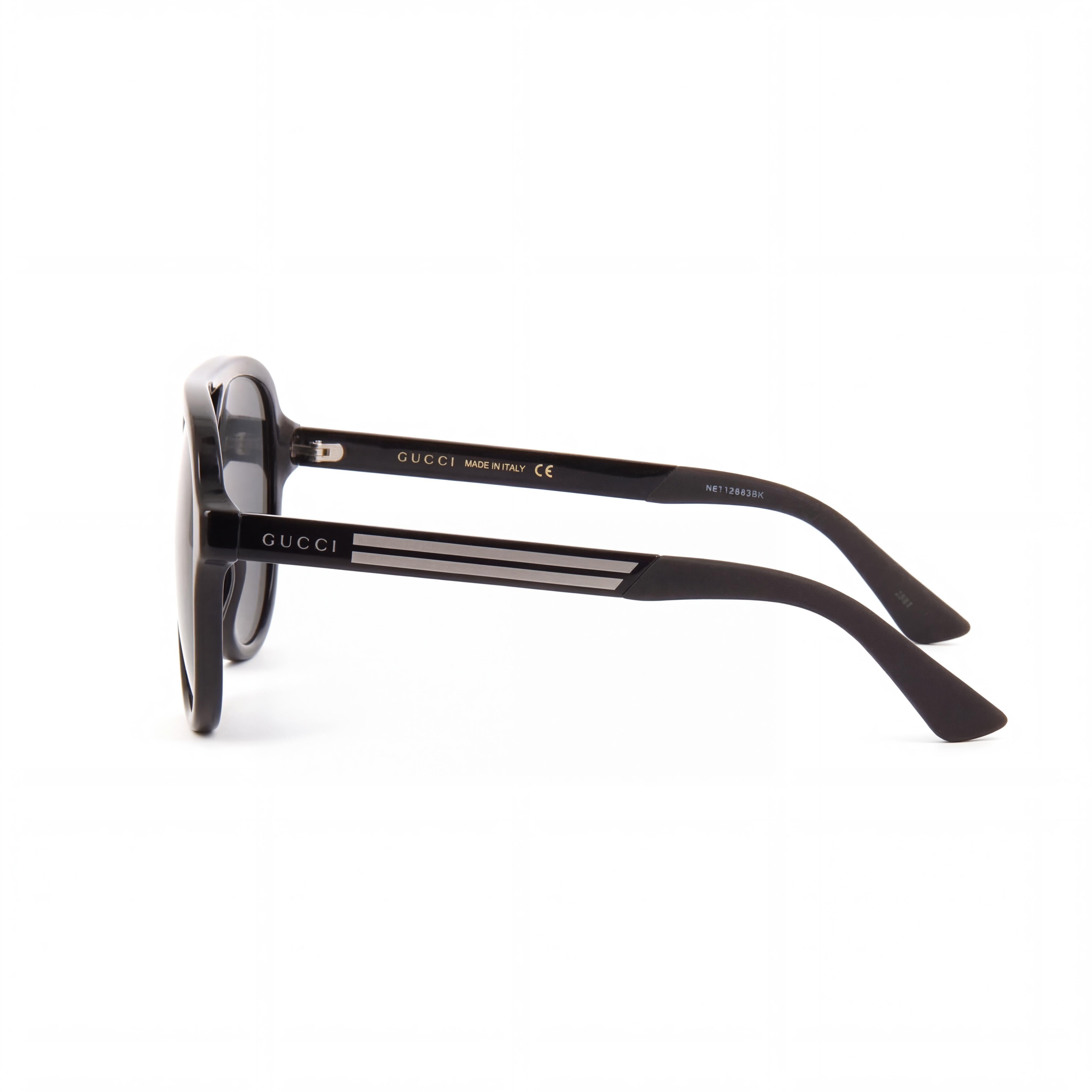 Gafas de sol Gucci de aviador para hombre, montura de plástico negra, lentes grises, protección UV, 59 mm, Photo 3