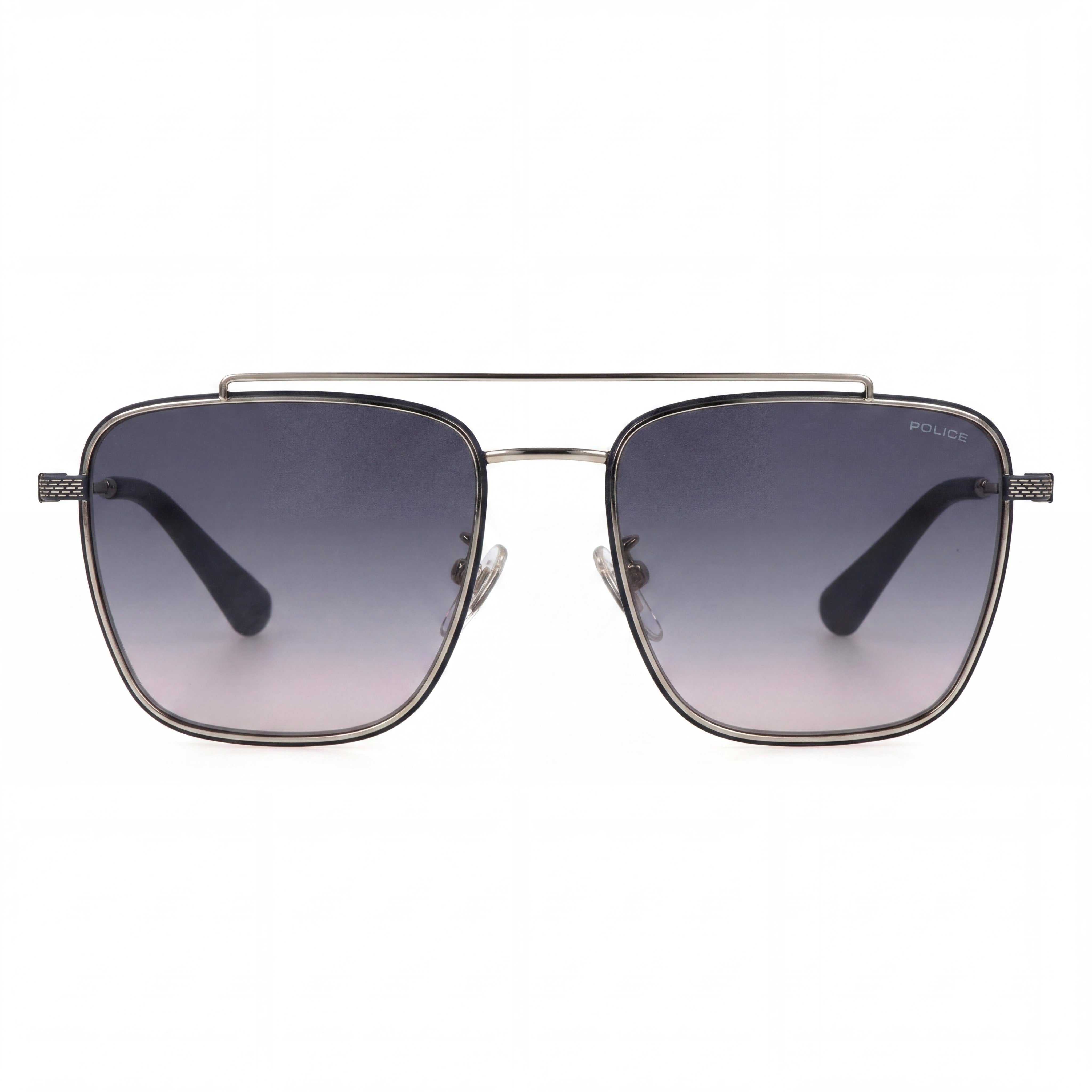 Gafas de Sol para Hombre Police Spln38 con Montura Metálica, Brillante Paladio, Lentes con Degradado Ahumado, Protección UV, No Polarizadas, 56mm, Photo 2