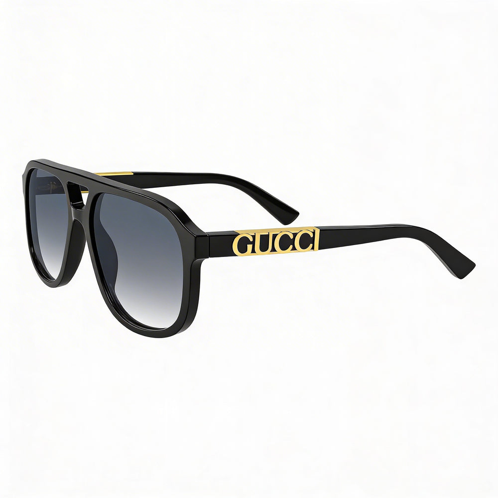 Gucci Gg1188s 002 Unisex Aluminium Frame Prescription-Ready UV Protection Black Gold-logo Grey Lenses 58mm