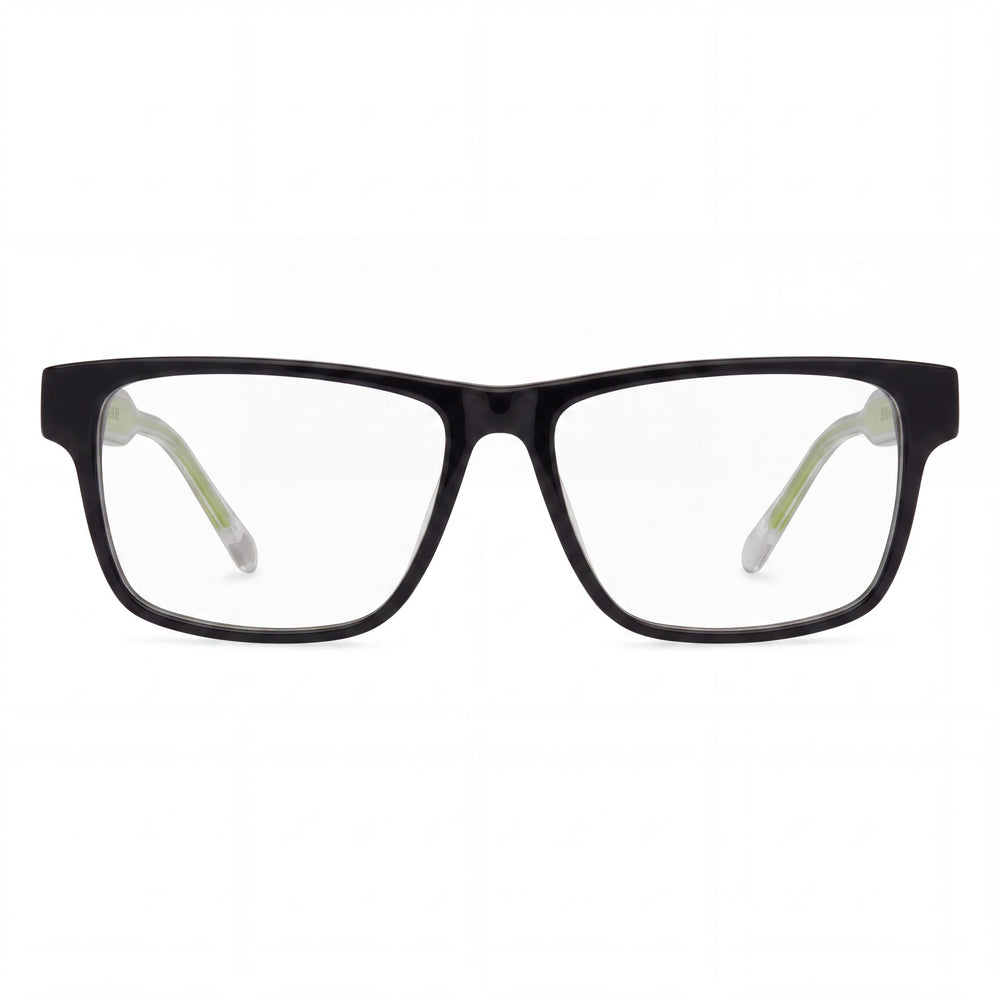 Skechers Women's Rectangular Plastic Frame Sunglasses, Shiny Black & Crystal Frame with Shiny Black Lens, 53mm