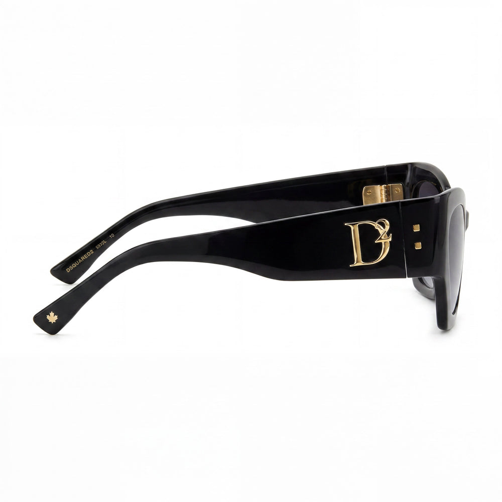 Gafas de sol informales DSQUARED2 para mujer, montura negra de acetato, cristales grises ahumados no polarizados, ancho de lente 55 mm