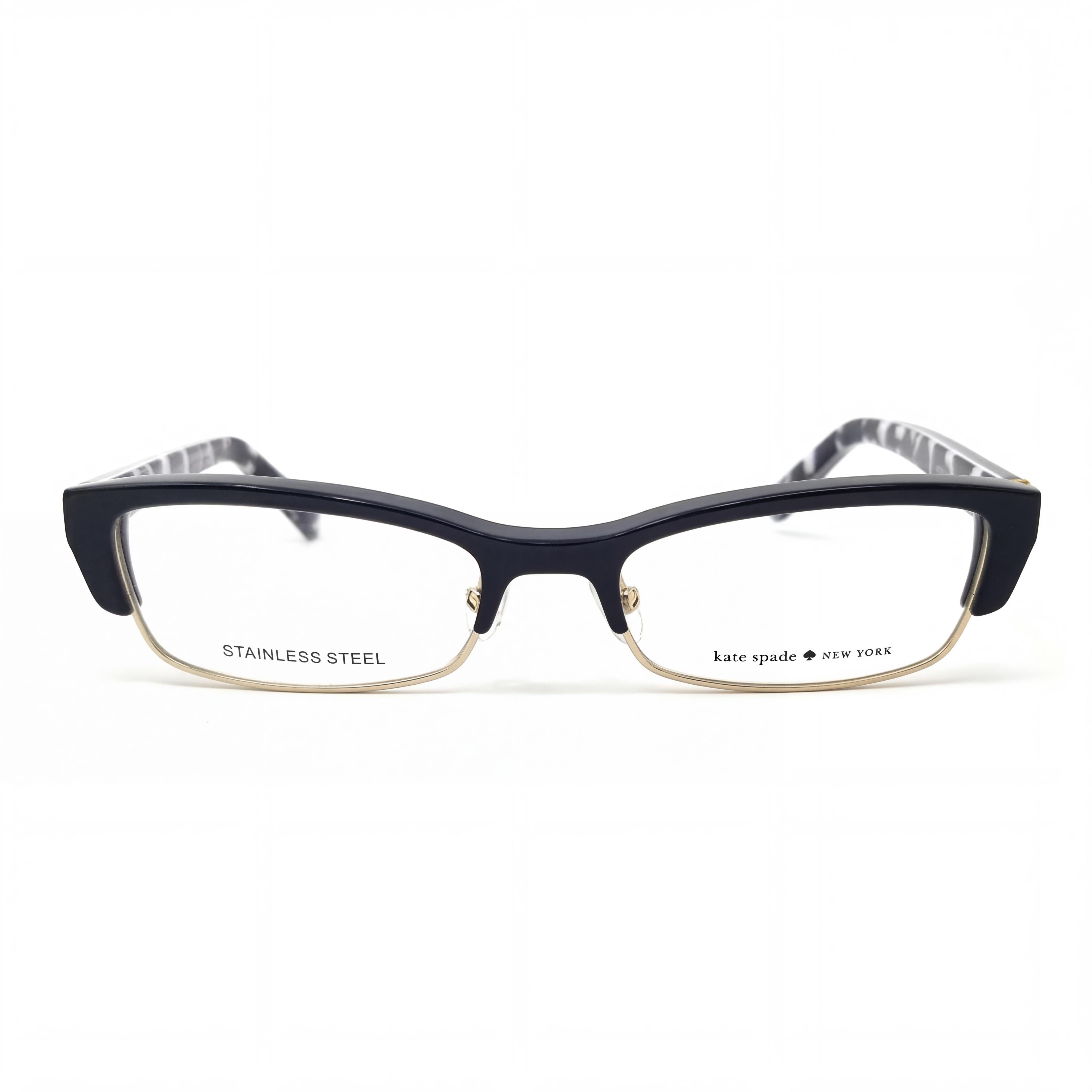 Gafas unisex Joetta de Kate Spade New York con montura de plástico con lunares azul marino y lentes transparentes, talla 52-18-135, Photo 2