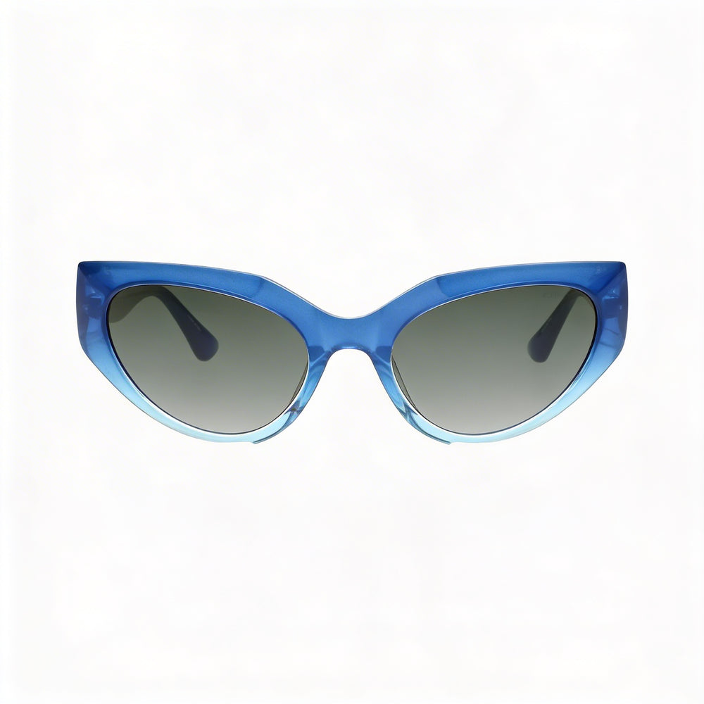 Gafas de sol Guess Gu7787-a para mujer, estilo ojo de gato, con montura de plástico azul, lentes azules degradados y protección UV, 57 mm