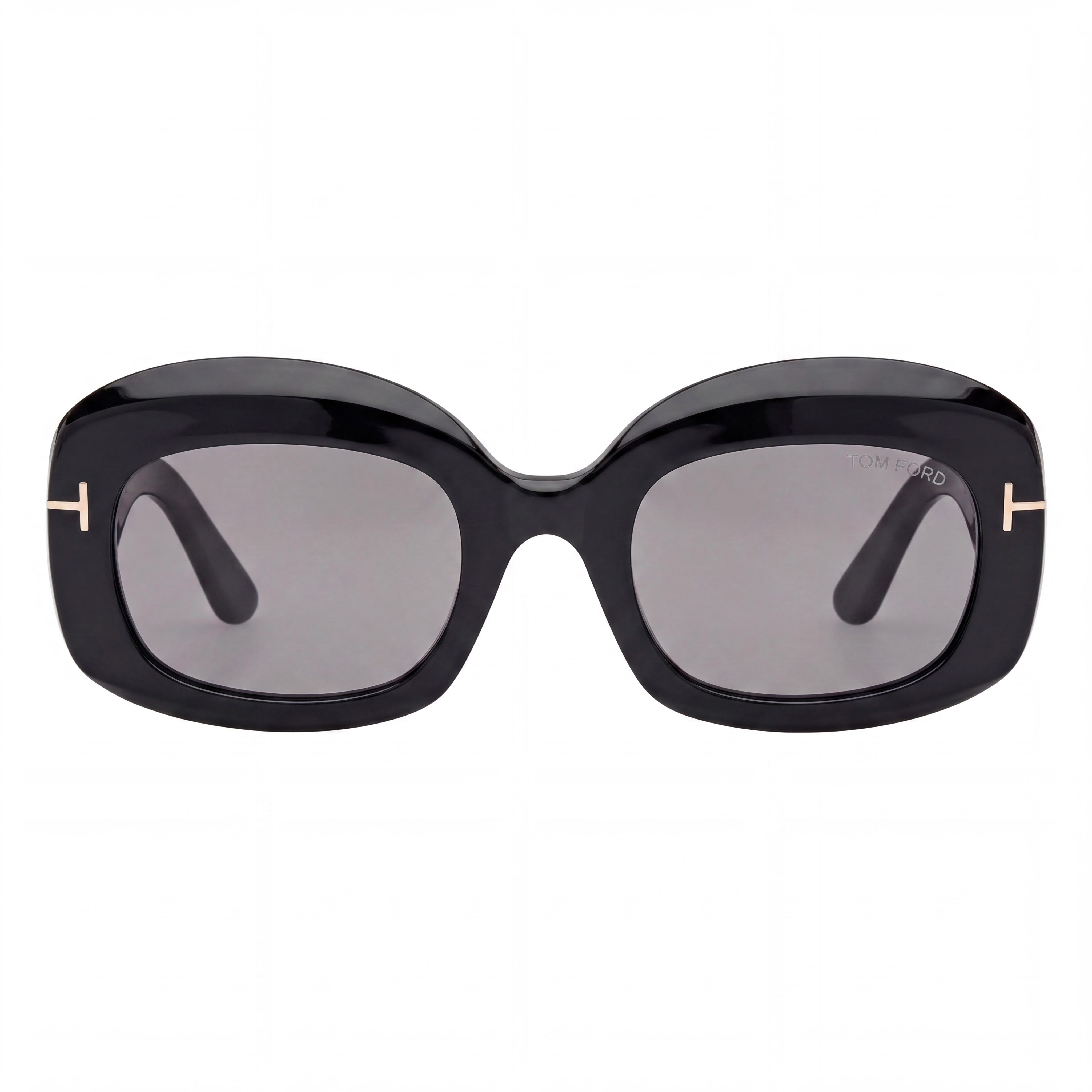 Gafas de sol Tom Ford clásicas unisex con montura brillante negra de carey y lentes polarizadas violetas de plástico, Photo 2