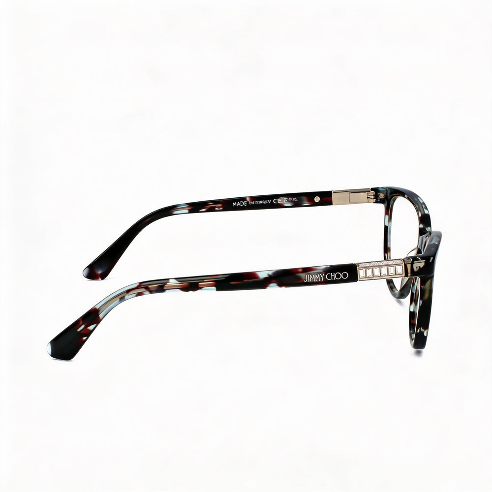 JIMMY CHOO Modern - Montura de celulosa color Havana azul para mujer, lentes transparentes de policarbonato polarizado, 53/16/140