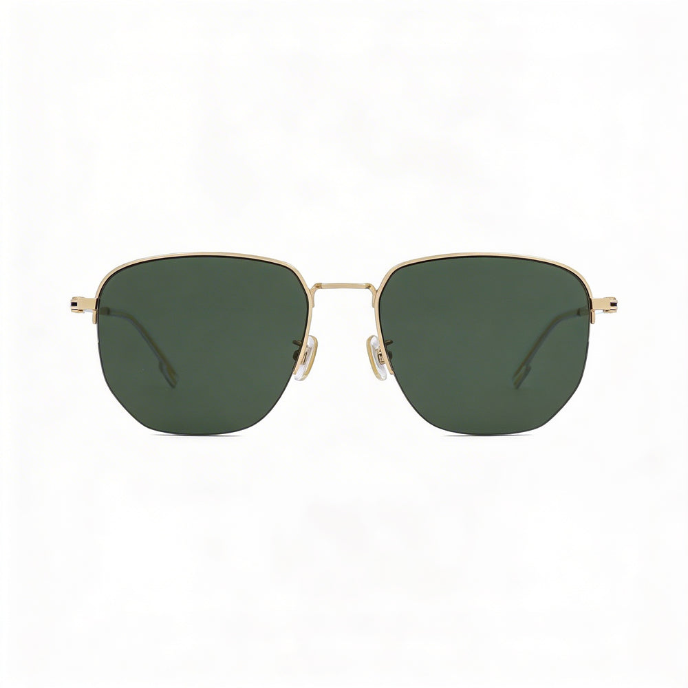 Hugo Boss BOSS 1538/F/SK Unisex Stainless Steel Gold Green Frame Green Lens Non-Polarized UV Protection Sunglasses 57mm