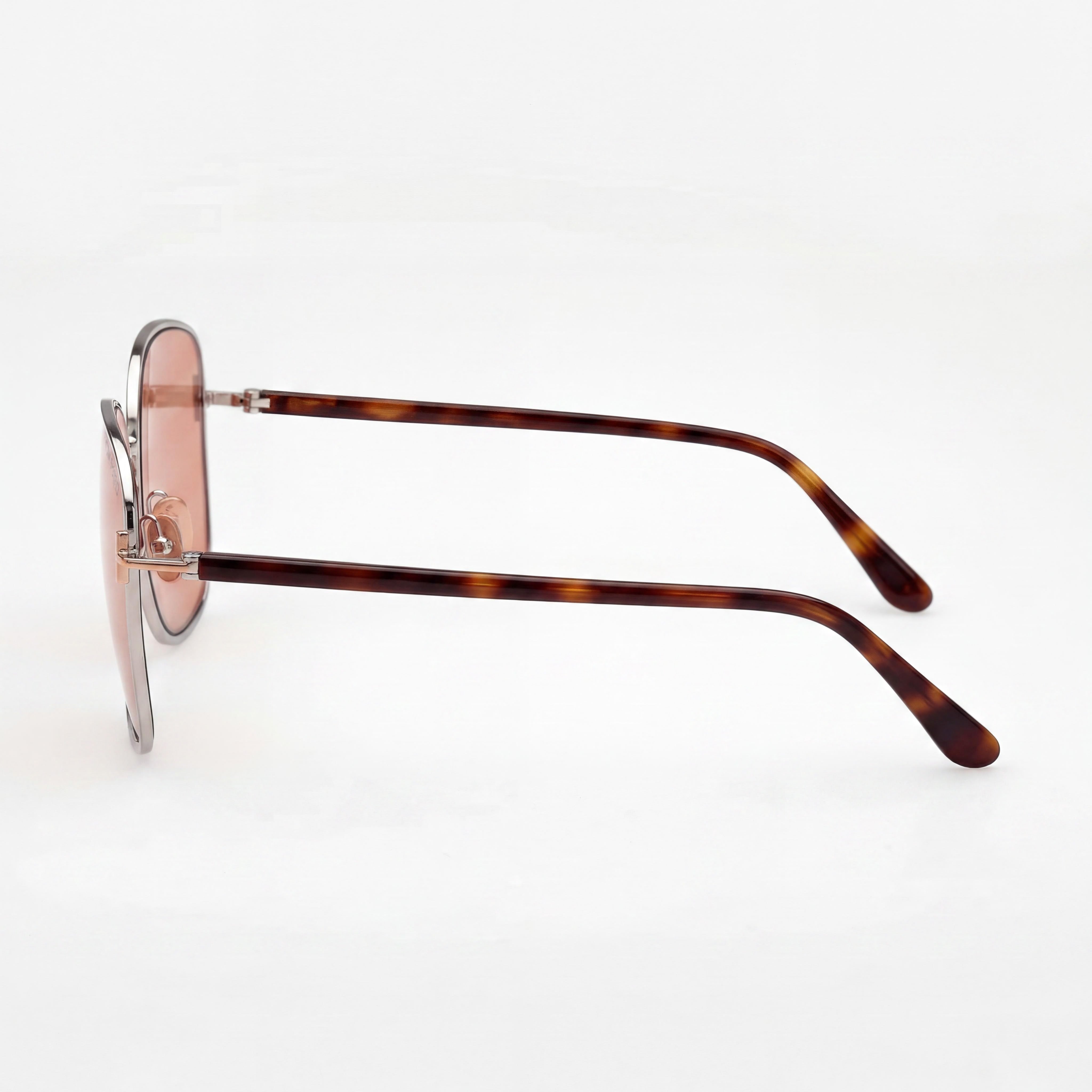 Tom Ford Fern FT1029 Men's Square Metal Sunglasses 100% UV Brown Mirror Lenses Shiny Satin Dark Ruthenium Dark Havana Frame 57mm, Photo 3