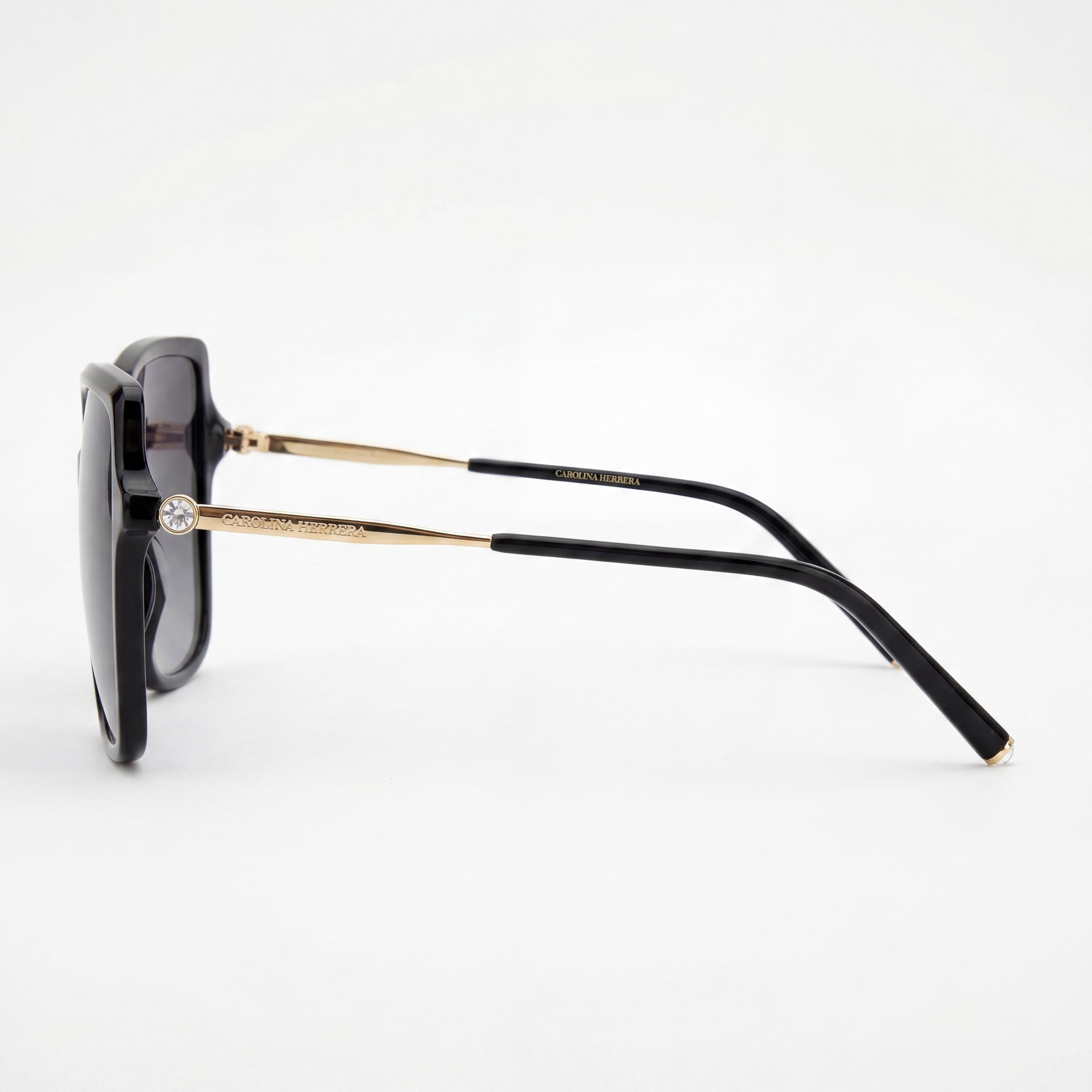 Carolina Herrera Her 0179/S Women's Square Acetate Black Gold Eyewear 55mm Lens, 17mm Bridge, 145mm Temple, Photo 3