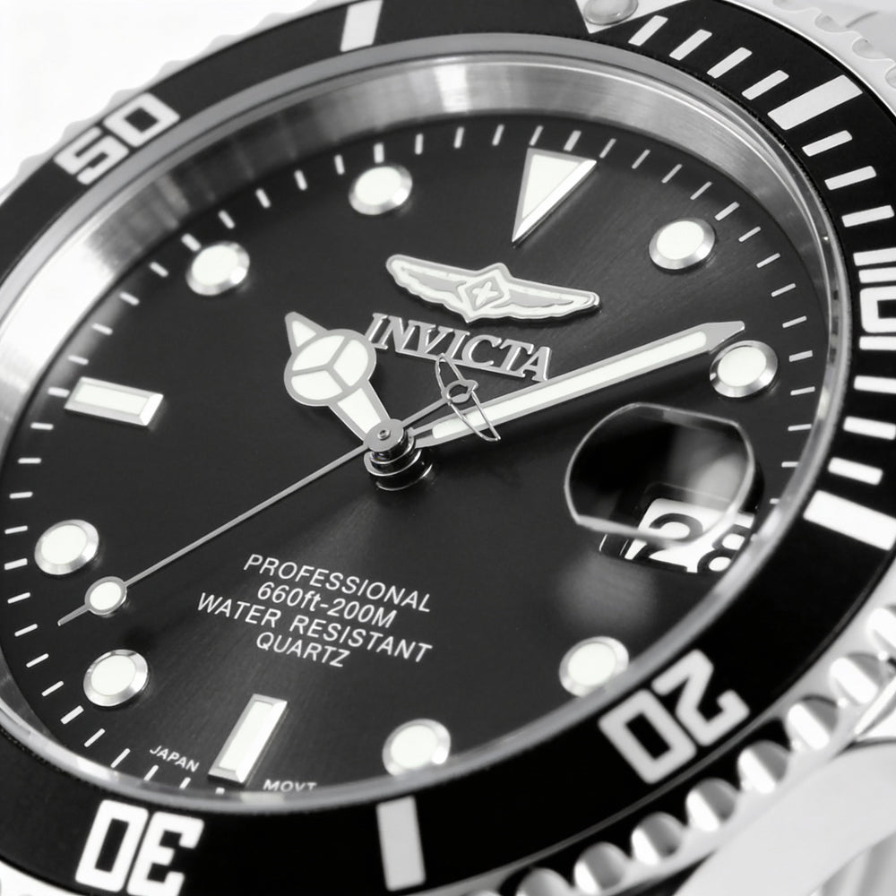 Invicta Women's Pro Diver 8932OB Stainless Steel Case & Bracelet Black Dial Luminous Quartz Watch 37mm