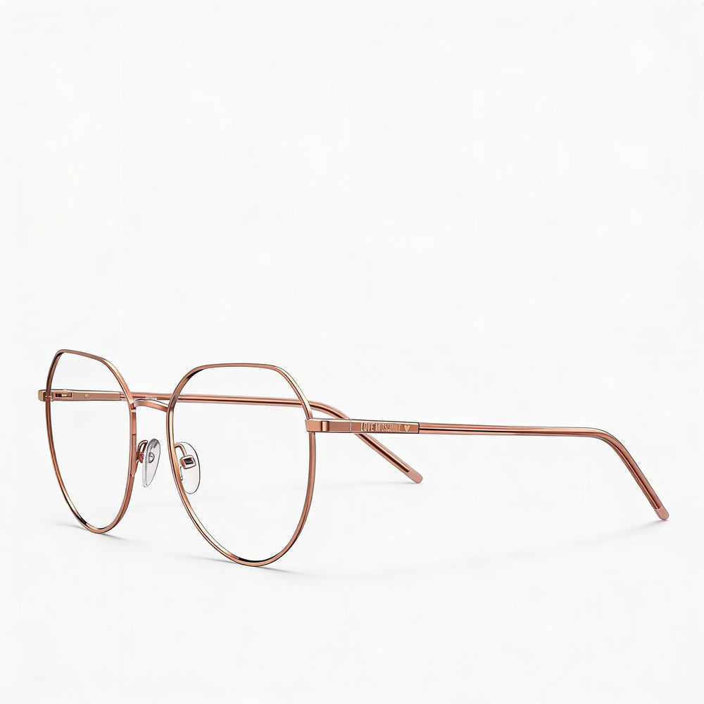 Love Moschino Logo Pill Women's Gold Copper Metal Optical Frames 54mm - Clear Demo Lenses, Prescription Ready